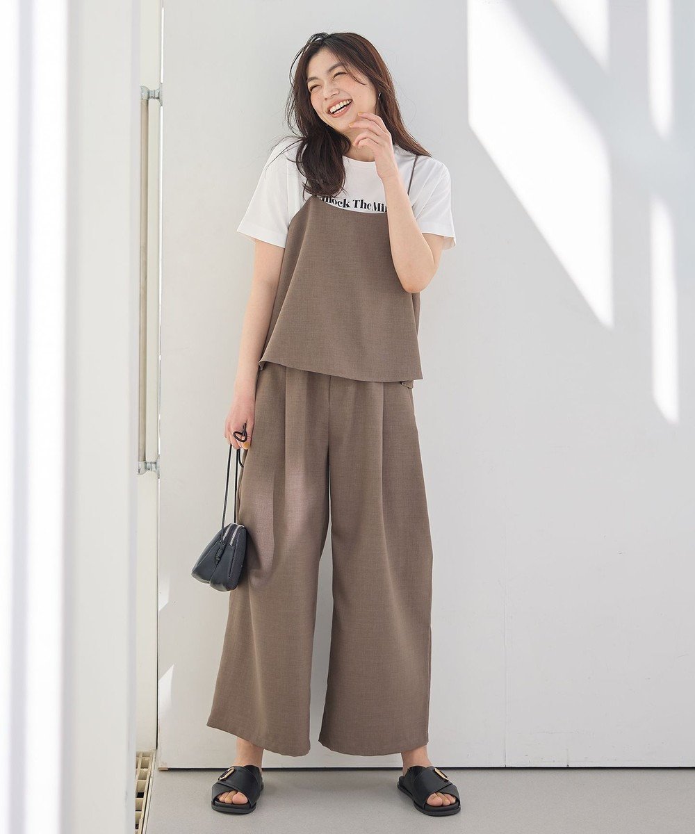 【エニィファム/any FAM】の【2SET/洗濯機可】テックリネンキャミソール×パンツセットアップ インテリア・キッズ・メンズ・レディースファッション・服の通販 founy(ファニー) 　ファッション　Fashion　レディースファッション　Fashion for Women　セットアップ　Matching Sets　レディースパンツ・ボトムス　Pants & Trousers / Bottoms　おすすめ　Recommended / Our Picks　インナー　Innerwear　キャミソール　Camisole, Spaghetti Strap Top　コンパクト　Compact, Small Size　セットアップ　Set-Up, Coordinated Outfit　ノースリーブ　Sleeveless, No-Sleeve　フレア　Flare, Flared　リネン　Linen, Linen Fabric　夏　Summer　春　Spring　S/S・春夏　SS, Spring/Summer, Warm Season　モカ|ID: prp329100004429955 ipo3291000000033347050