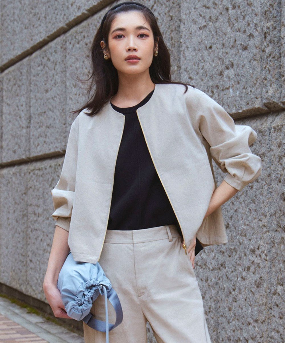 【23区/NIJYUSANKU】の【洗える】リネンレーヨンストレッチ ブルゾン インテリア・キッズ・メンズ・レディースファッション・服の通販 founy(ファニー) 　ファッション　Fashion　レディースファッション　Fashion for Women　アウター　Coat / Outerwear Collection　レディースジャケット・軽アウター　Jackets　ブルゾンジャケット・スポーティアウター　Blouson Jackets　春　Spring　洗える　Machine Washable　ギャザー　Gathered, Ruffled　サロペット　Overalls, Salopette　ショート　Short, Short Length　シンプル　Simple, Minimal　ジャケット　Jacket, Outerwear　ストレッチ　Stretch, Stretchy Fabric　セットアップ　Set-Up, Coordinated Outfit　トレンド　Trend, Trending Now　バランス　Balance, Style Balance　フェミニン　Feminine, Girly　ブルゾン　Blouson, Bomber Jacket　ボトム　Bottoms, Lower Wear　マニッシュ　Mannish, Boyish　リネン　Linen, Linen Fabric　ワイド　Wide, Wide Fit　S/S・春夏　SS, Spring/Summer, Warm Season　おすすめ　Recommended / Our Picks　夏　Summer　エレガント 上品　Elegant　2025年　2025　2025春夏・S/S　Spring/Summer 2025 SS25　ベージュ系|ID: prp329100004429981 ipo3291000000032640436
