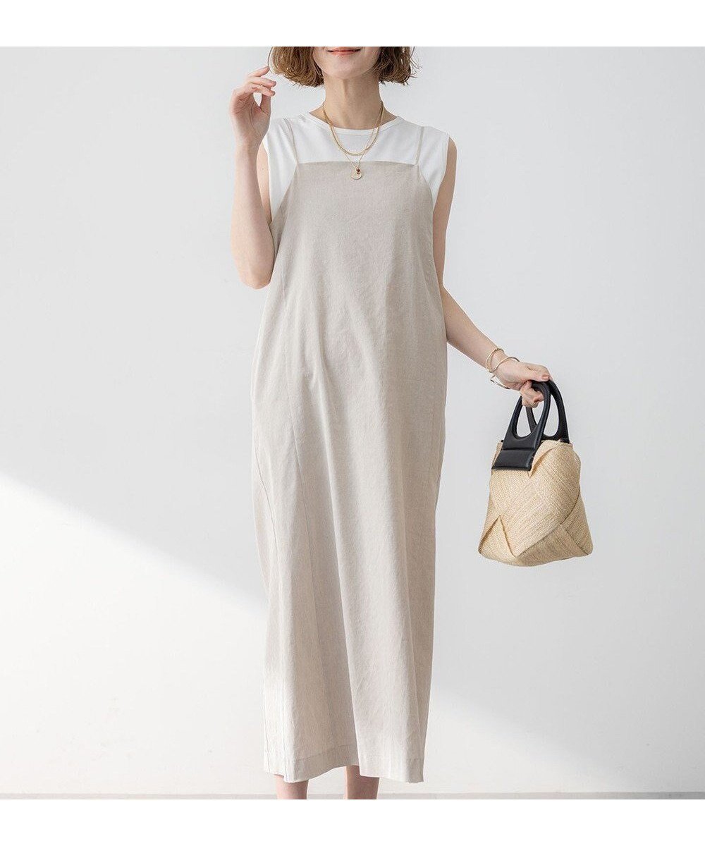 【23区/NIJYUSANKU】の【洗える】リネンレーヨンストレッチ Iライン キャミソール ワンピース インテリア・キッズ・メンズ・レディースファッション・服の通販 founy(ファニー) 　ファッション　Fashion　レディースファッション　Fashion for Women　ワンピース　Dresses　インナー　Innerwear　春　Spring　洗える　Machine Washable　カーディガン　Cardigan, Knitwear　キャミソール　Camisole, Spaghetti Strap Top　ジャケット　Jacket, Outerwear　ストレッチ　Stretch, Stretchy Fabric　ダブル　Double, Double-Breasted　テーパード　Tapered, Tapered Pants　定番　Standard, Basic Item　ブルゾン　Blouson, Bomber Jacket　ベーシック　Basic, Essential　リネン　Linen, Linen Fabric　リラックス　Relax, Relaxed Fit　ワイド　Wide, Wide Fit　S/S・春夏　SS, Spring/Summer, Warm Season　おすすめ　Recommended / Our Picks　夏　Summer　2025年　2025　2025春夏・S/S　Spring/Summer 2025 SS25　ベージュ系|ID: prp329100004429982 ipo3291000000034244610