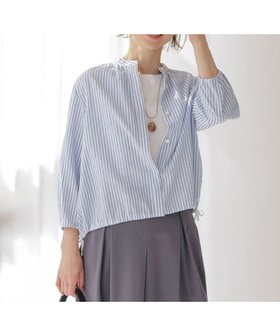 【ジェイ プレス/J.PRESS】の【洗える・接触冷感・吸水速乾】麻STRIPE バンドカラー シャツ ブラウス 人気、トレンドファッション・服の通販 founy(ファニー) ファッション Fashion レディースファッション WOMEN トップス・カットソー Tops/Tshirt シャツ/ブラウス Shirts/Blouses 春 Spring 洗える Washable ギャザー Gather 吸水 Water Absorption ショート Short ストライプ Stripe ストレート Straight タンブラー Tumbler トレンド Trend ブラウジング Browsing ブルゾン Blouson S/S・春夏 Ss・Spring/Summer 夏 Summer |ID:prp329100004429991