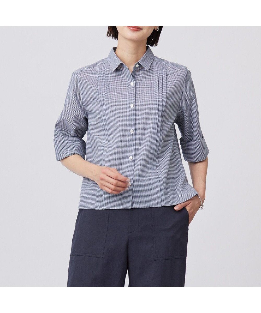 【ジェイ プレス/J.PRESS】の【洗える】リネンminiチェック フロントピンタック シャツ インテリア・キッズ・メンズ・レディースファッション・服の通販 founy(ファニー) ファッション Fashion レディースファッション Fashion for Women トップス・カットソー Cut & Sew Tops シャツ・ブラウス・オフィスカジュアル Elegant Blouses & Button-Ups ショート Short, Short Length ストレート Straight, Straight Cut スリット Slit, Slit Detail チェック Check, Plaid, Tartan リネン Linen, Linen Fabric ワイド Wide, Wide Fit 夏 Summer 春 Spring S/S・春夏 SS, Spring/Summer, Warm Season 洗える Machine Washable ネイビー系|ID: prp329100004429993 ipo3291000000034295961