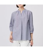 【ジェイ プレス/J.PRESS】の【洗える】リネンminiチェック バンドカラー プルオーバー ブラウス ネイビー系|ID: prp329100004429996 ipo3291000000034295966