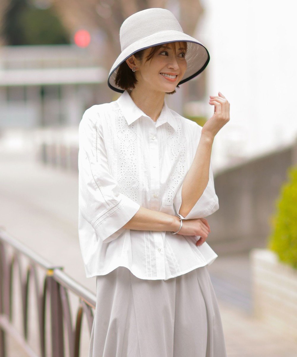【ジェイ プレス/J.PRESS】の【洗える】セルロースライト刺繍 シャツ ブラウス 人気、トレンドファッション・服の通販 founy(ファニー) 　ファッション　Fashion　レディースファッション　Fashion for Women　トップス・カットソー　Cut & Sew Tops　シャツ・ブラウス・オフィスカジュアル　Elegant Blouses & Button-Ups　コンパクト　Compact, Small Size　タイプライター　Typewriter Fabric, Crisp Cotton　トレンド　Trend, Trending Now　バランス　Balance, Style Balance　フロント　Front, Front Design　ワイド　Wide, Wide Fit　夏　Summer　春　Spring　S/S・春夏　SS, Spring/Summer, Warm Season　洗える　Machine Washable　 other-1|ID: prp329100004429998 ipo3291000000032662587
