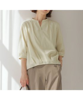 【ジェイ プレス/J.PRESS】の【洗える】コットンブレンドチェック バンドカラー カットソー 人気、トレンドファッション・服の通販 founy(ファニー) ファッション Fashion レディースファッション Fashion for Women トップス・カットソー Cut & Sew Tops シャツ・ブラウス・オフィスカジュアル Elegant Blouses & Button-Ups ロングTシャツ・Tシャツ Longline T-Shirts & Tees カットソー・ベーシックTシャツ Cut-and-Sewn Tops / Stretch Tees & Basics カットソー Cut and Sewn Top チェック Check, Plaid, Tartan 夏 Summer 春 Spring S/S・春夏 SS, Spring/Summer, Warm Season 洗える Machine Washable |ID:prp329100004430013