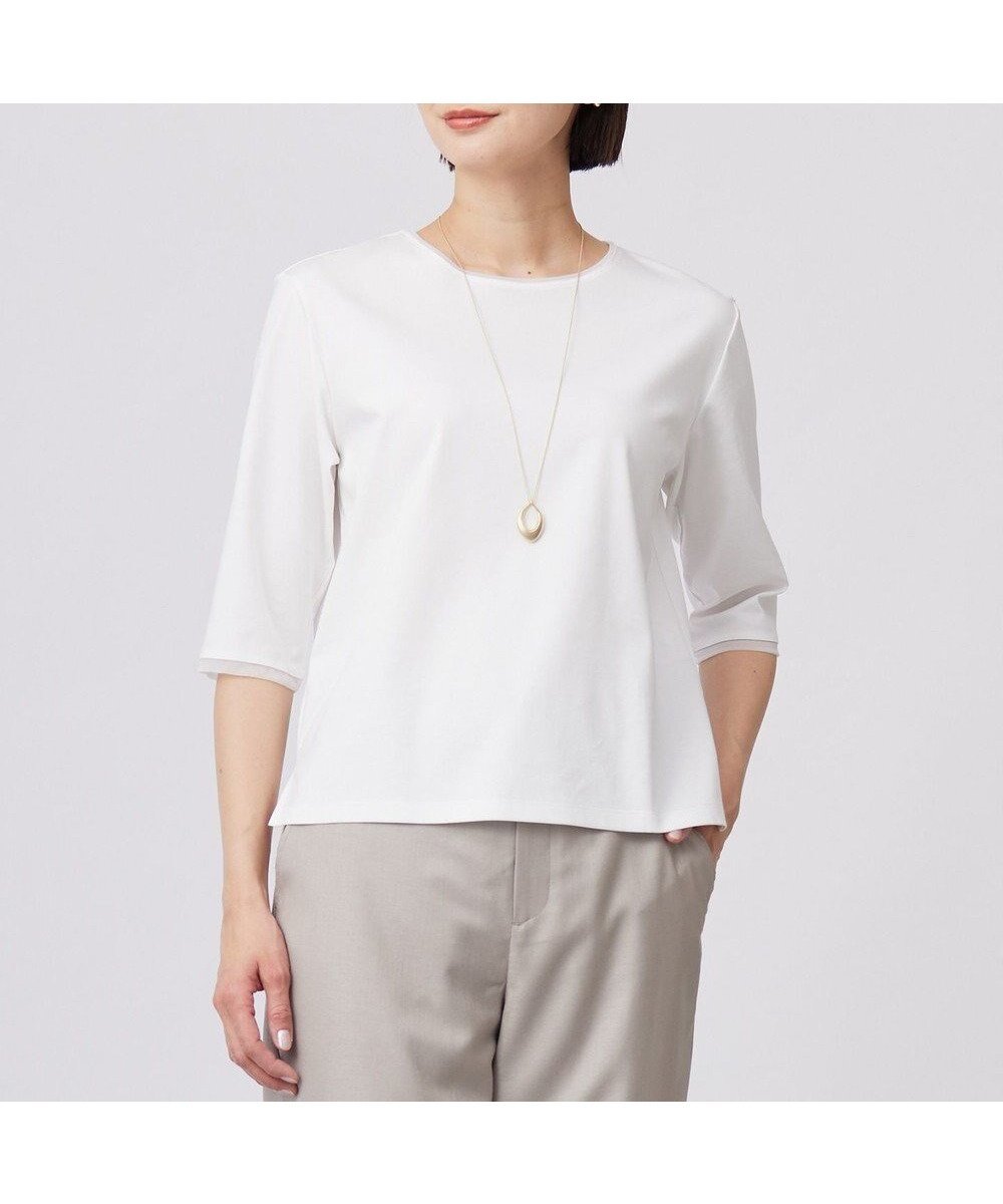 【ジェイ プレス/J.PRESS】の【WEB限定カラーあり・洗える】スムースジャージー カットソー 人気、トレンドファッション・服の通販 founy(ファニー) 　ファッション　Fashion　レディースファッション　Fashion for Women　トップス・カットソー　Cut & Sew Tops　シャツ・ブラウス・オフィスカジュアル　Elegant Blouses & Button-Ups　ロングTシャツ・Tシャツ　Longline T-Shirts & Tees　カットソー・ベーシックTシャツ　Cut-and-Sewn Tops / Stretch Tees & Basics　インナー　Innerwear　カットソー　Cut and Sewn Top　シアー　Sheer, See-Through　シルケット　Silket, Silky Cotton　シンプル　Simple, Minimal　フレア　Flare, Flared　ベーシック　Basic, Essential　ワイド　Wide, Wide Fit　エレガント 上品　Elegant　夏　Summer　春　Spring　S/S・春夏　SS, Spring/Summer, Warm Season　洗える　Machine Washable　秋　Autumn　 other-1|ID: prp329100004430014 ipo3291000000034452213