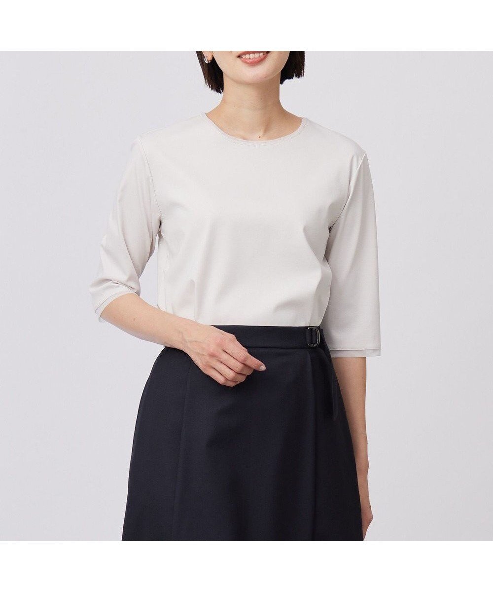 【ジェイ プレス/J.PRESS】の【WEB限定カラーあり・洗える】スムースジャージー カットソー インテリア・キッズ・メンズ・レディースファッション・服の通販 founy(ファニー) 　ファッション　Fashion　レディースファッション　Fashion for Women　トップス・カットソー　Cut & Sew Tops　シャツ・ブラウス・オフィスカジュアル　Elegant Blouses & Button-Ups　ロングTシャツ・Tシャツ　Longline T-Shirts & Tees　カットソー・ベーシックTシャツ　Cut-and-Sewn Tops / Stretch Tees & Basics　インナー　Innerwear　カットソー　Cut and Sewn Top　シアー　Sheer, See-Through　シルケット　Silket, Silky Cotton　シンプル　Simple, Minimal　フレア　Flare, Flared　ベーシック　Basic, Essential　ワイド　Wide, Wide Fit　エレガント 上品　Elegant　夏　Summer　春　Spring　S/S・春夏　SS, Spring/Summer, Warm Season　洗える　Machine Washable　秋　Autumn　グレージュ系|ID: prp329100004430014 ipo3291000000034452215