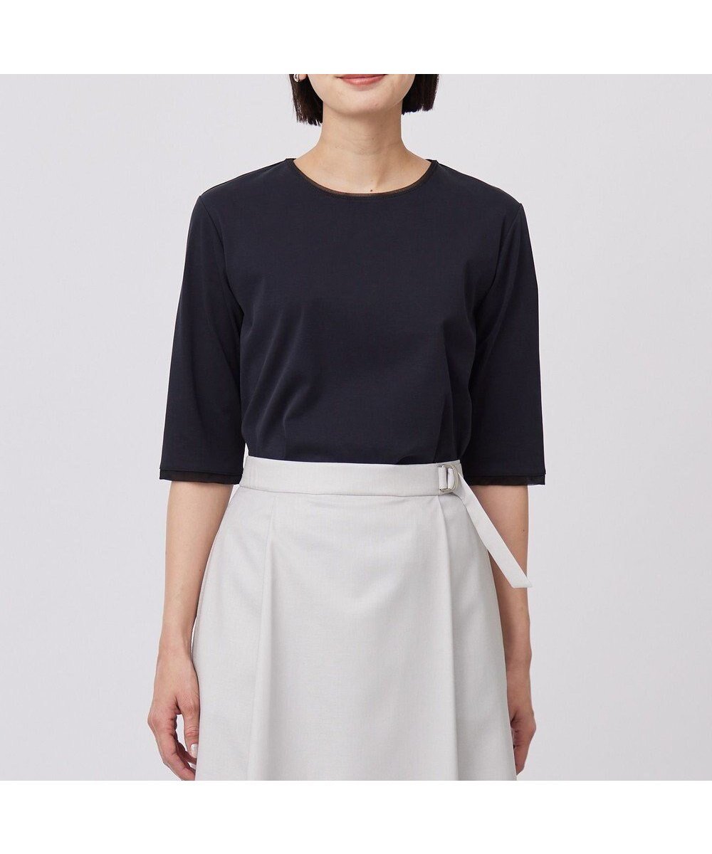 【ジェイ プレス/J.PRESS】の【WEB限定カラーあり・洗える】スムースジャージー カットソー インテリア・キッズ・メンズ・レディースファッション・服の通販 founy(ファニー) 　ファッション　Fashion　レディースファッション　Fashion for Women　トップス・カットソー　Cut & Sew Tops　シャツ・ブラウス・オフィスカジュアル　Elegant Blouses & Button-Ups　ロングTシャツ・Tシャツ　Longline T-Shirts & Tees　カットソー・ベーシックTシャツ　Cut-and-Sewn Tops / Stretch Tees & Basics　インナー　Innerwear　カットソー　Cut and Sewn Top　シアー　Sheer, See-Through　シルケット　Silket, Silky Cotton　シンプル　Simple, Minimal　フレア　Flare, Flared　ベーシック　Basic, Essential　ワイド　Wide, Wide Fit　エレガント 上品　Elegant　夏　Summer　春　Spring　S/S・春夏　SS, Spring/Summer, Warm Season　洗える　Machine Washable　秋　Autumn　ネイビー系|ID: prp329100004430014 ipo3291000000034452216