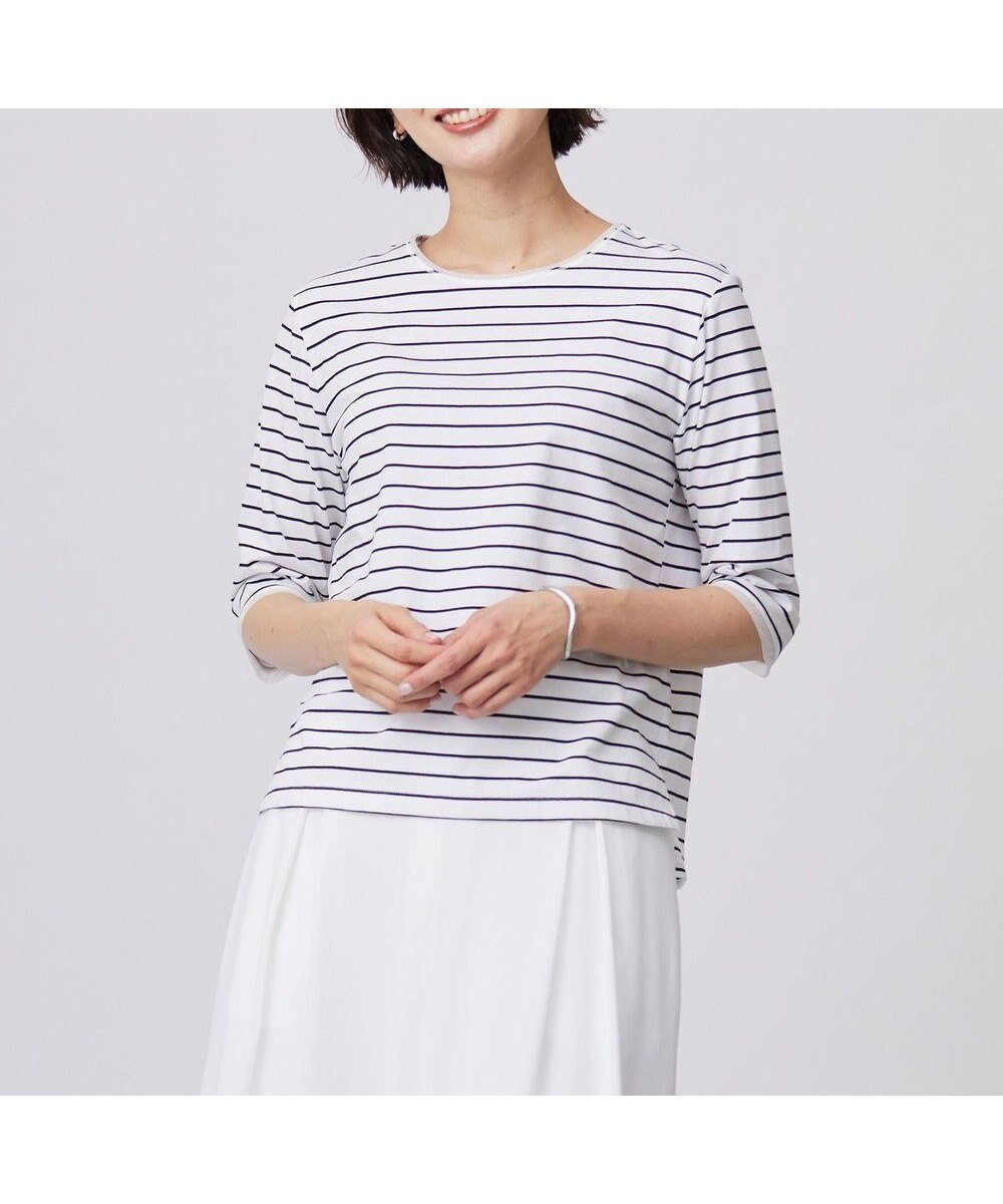 【ジェイ プレス/J.PRESS】の【洗える】スムースジャージー ボーダー カットソー 人気、トレンドファッション・服の通販 founy(ファニー) 　ファッション　Fashion　レディースファッション　WOMEN　トップス・カットソー　Tops/Tshirt　シャツ/ブラウス　Shirts/Blouses　ロング / Tシャツ　T-Shirts　カットソー　Cut and Sewn　おすすめ　Recommend　インナー　Inner　カットソー　Cut And Sew　シアー　Sheer　シルケット　Mercerization　シンプル　Simple　ベーシック　Basic　ボーダー　Border　エレガント 上品　Elegant　夏　Summer　春　Spring　S/S・春夏　Ss・Spring/Summer　洗える　Washable　秋　Autumn/Fall　 other-1|ID: prp329100004430015 ipo3291000000031511237