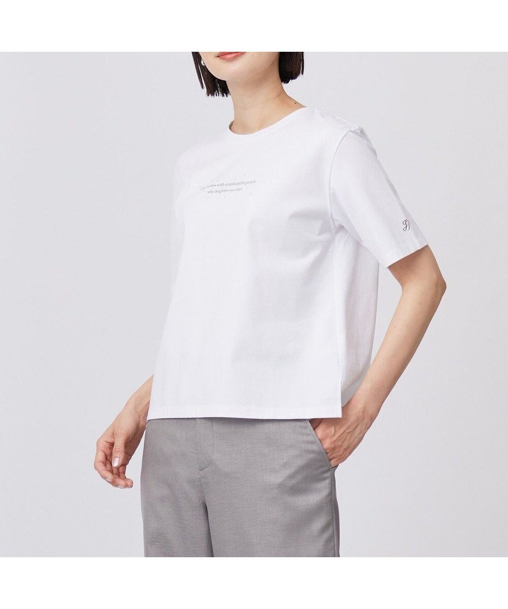 【ジェイ プレス/J.PRESS】の【洗える】ロゴTEE カットソー インテリア・キッズ・メンズ・レディースファッション・服の通販 founy(ファニー) 　ファッション　Fashion　レディースファッション　Ladies' Fashion Online　トップス・カットソー　Tops/Tshirt　シャツ/ブラウス　Shirts/Blouses　ロング / Tシャツ　T-Shirts　カットソー　Cut and Sewn　インナー　Inner　カットソー　Cut And Sew　コンパクト　Compact　シルケット　Mercerization　ジャージ　Jersey　スリット　Slit　プリント　Print　ワンポイント　One Point　夏　Summer　春　Spring　S/S・春夏　Ss・Spring/Summer　洗える　Washable　ホワイト系|ID: prp329100004430025 ipo3291000000032659163