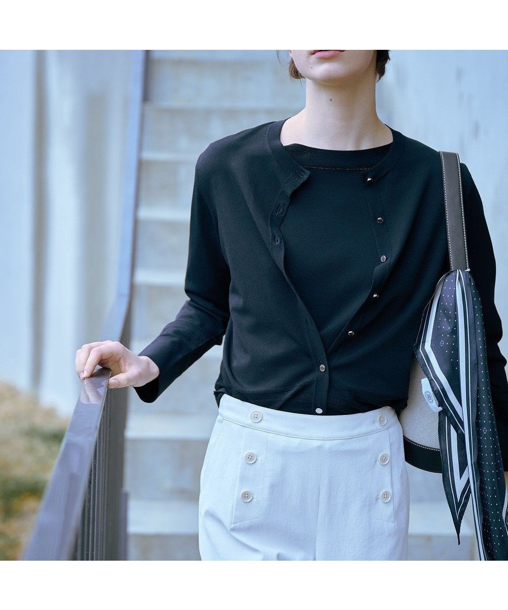 【ジェイ プレス/J.PRESS】の【洗える】RAYON ELITE STRETCH クルーネック カーディガン インテリア・キッズ・メンズ・レディースファッション・服の通販 founy(ファニー) 　ファッション　Fashion　レディースファッション　WOMEN　トップス・カットソー　Tops/Tshirt　カーディガン　Cardigans　エレガント 上品　Elegant　カーディガン　Cardigan　ベーシック　Basic　夏　Summer　春　Spring　S/S・春夏　Ss・Spring/Summer　洗える　Washable　ネイビー系|ID: prp329100004430036 ipo3291000000031792275