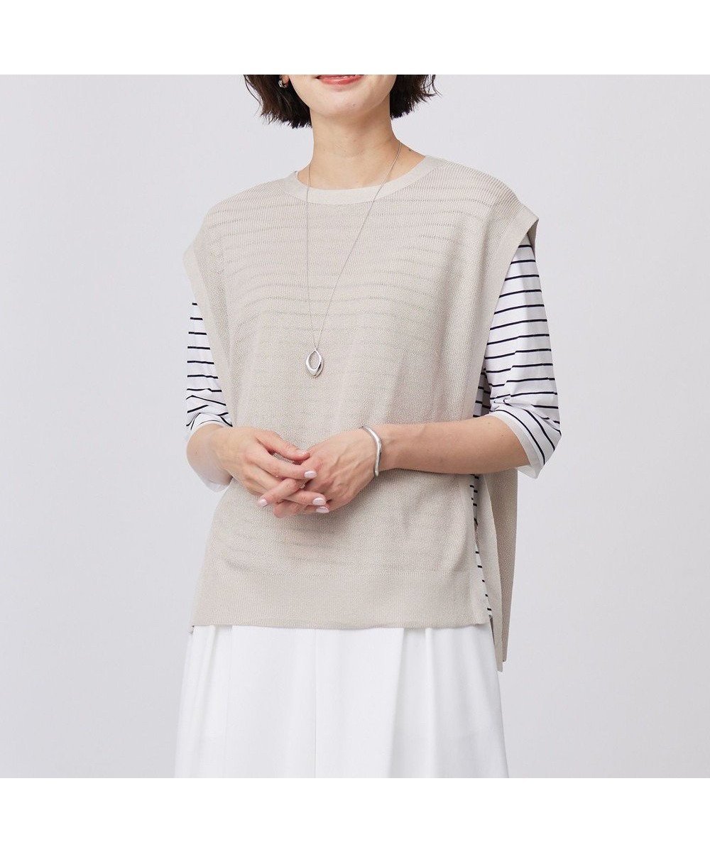 【ジェイ プレス/J.PRESS】の【洗える】Vis/Peスパーク クルーネック ニット ベスト インテリア・キッズ・メンズ・レディースファッション・服の通販 founy(ファニー) 　ファッション　Fashion　レディースファッション　WOMEN　アウター　Coat Outerwear　トップス・カットソー　Tops/Tshirt　ニット　Knit Tops　ベスト/ジレ　Gilets/Vests　ドレープ　Drape　ベスト　Vest　夏　Summer　春　Spring　S/S・春夏　Ss・Spring/Summer　洗える　Washable　畦　Ridge　ベージュ系|ID: prp329100004430047 ipo3291000000031156430