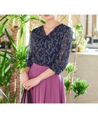 【ティアクラッセ/Tiaclasse】の【洗える】花柄Vネックブラウス ネイビー|ID: prp329100004430617 ipo3291000000031826232