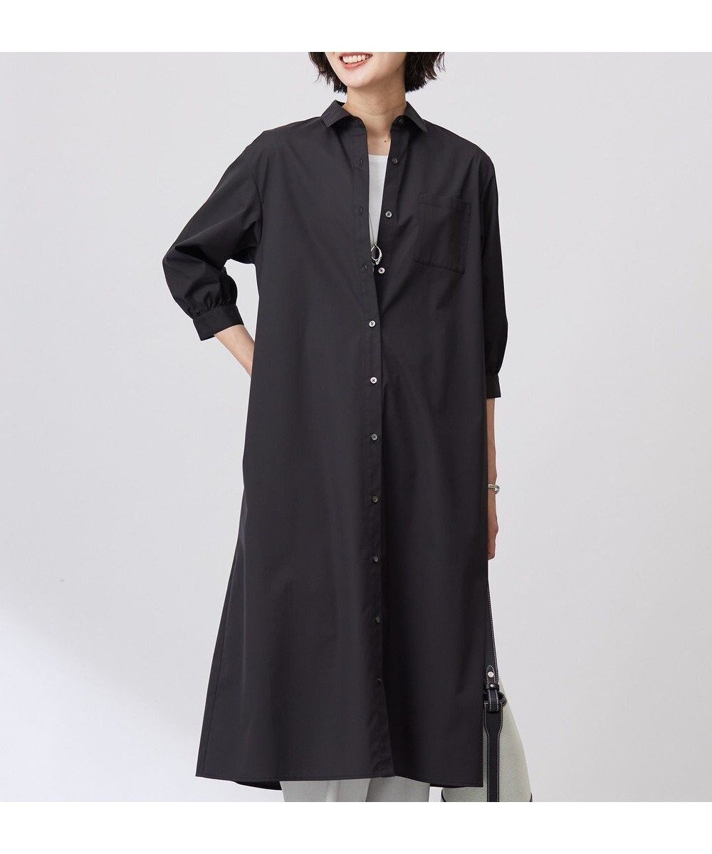 【ジェイ プレス/J.PRESS】の【洗える・接触冷感・UVケア】エステネージュ シャツ ワンピース インテリア・キッズ・メンズ・レディースファッション・服の通販 founy(ファニー) 　ファッション　Fashion　レディースファッション　Fashion for Women　ワンピース　Dresses　シャツワンピース / 1枚で着映えコーデ　Shirt Dresses　シンプル　Simple, Minimal　ペチコート　Petticoat, Underskirt　再入荷　Restock / Back in Stock　夏　Summer　春　Spring　S/S・春夏　SS, Spring/Summer, Warm Season　洗える　Machine Washable　ブラック系|ID: prp329100004430781 ipo3291000000033429660