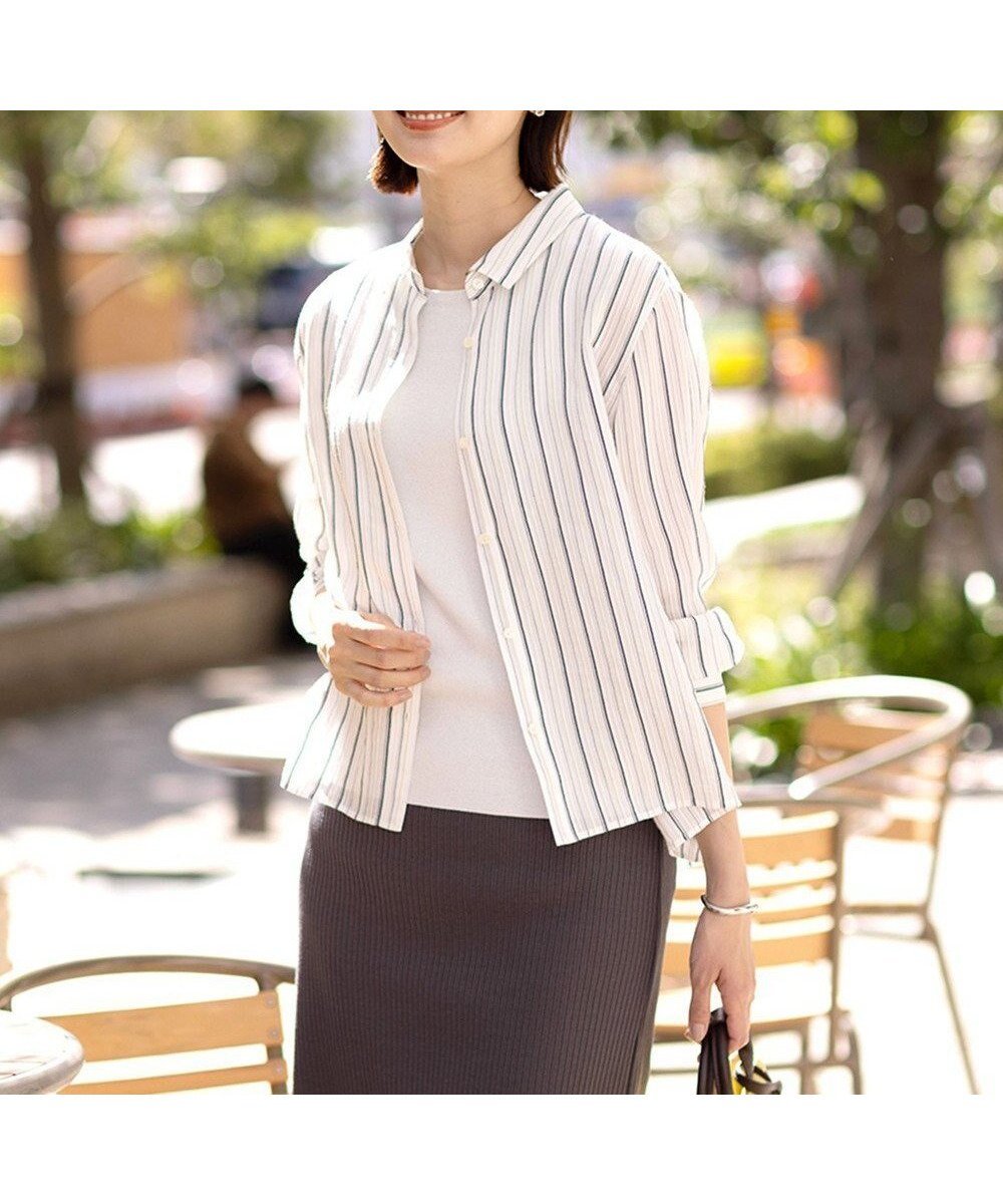 【ジェイ プレス/J.PRESS】の【洗える】ランダムストライプ シアー シャツカラー カットソー インテリア・キッズ・メンズ・レディースファッション・服の通販 founy(ファニー) ファッション Fashion レディースファッション Fashion for Women トップス・カットソー Cut & Sew Tops シャツ・ブラウス・オフィスカジュアル Elegant Blouses & Button-Ups カットソー・ベーシックTシャツ Cut-and-Sewn Tops / Stretch Tees & Basics インナー Innerwear 春 Spring 洗える Machine Washable カットソー Cut and Sewn Top シアー Sheer, See-Through ストライプ Stripe, Striped Pattern テクスチャー Texture, Textured Fabric ドレープ Drape, Draping Fabric 羽織 Haori, Light Jacket ランダム Random, Irregular S/S・春夏 SS, Spring/Summer, Warm Season 夏 Summer エレガント 上品 Elegant ホワイトストライプ系|ID: prp329100004430867 ipo3291000000034244297