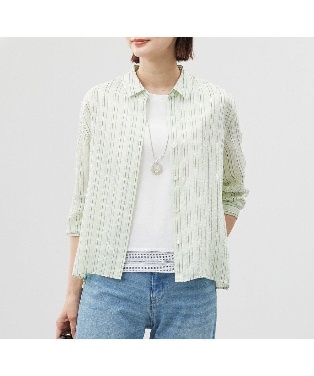 【ジェイ プレス/J.PRESS】の【洗える】ランダムストライプ シアー シャツカラー カットソー インテリア・キッズ・メンズ・レディースファッション・服の通販 founy(ファニー) ファッション Fashion レディースファッション Fashion for Women トップス・カットソー Cut & Sew Tops シャツ・ブラウス・オフィスカジュアル Elegant Blouses & Button-Ups カットソー・ベーシックTシャツ Cut-and-Sewn Tops / Stretch Tees & Basics インナー Innerwear 春 Spring 洗える Machine Washable カットソー Cut and Sewn Top シアー Sheer, See-Through ストライプ Stripe, Striped Pattern テクスチャー Texture, Textured Fabric ドレープ Drape, Draping Fabric 羽織 Haori, Light Jacket ランダム Random, Irregular S/S・春夏 SS, Spring/Summer, Warm Season 夏 Summer エレガント 上品 Elegant ライムストライプ系|ID: prp329100004430867 ipo3291000000034244300