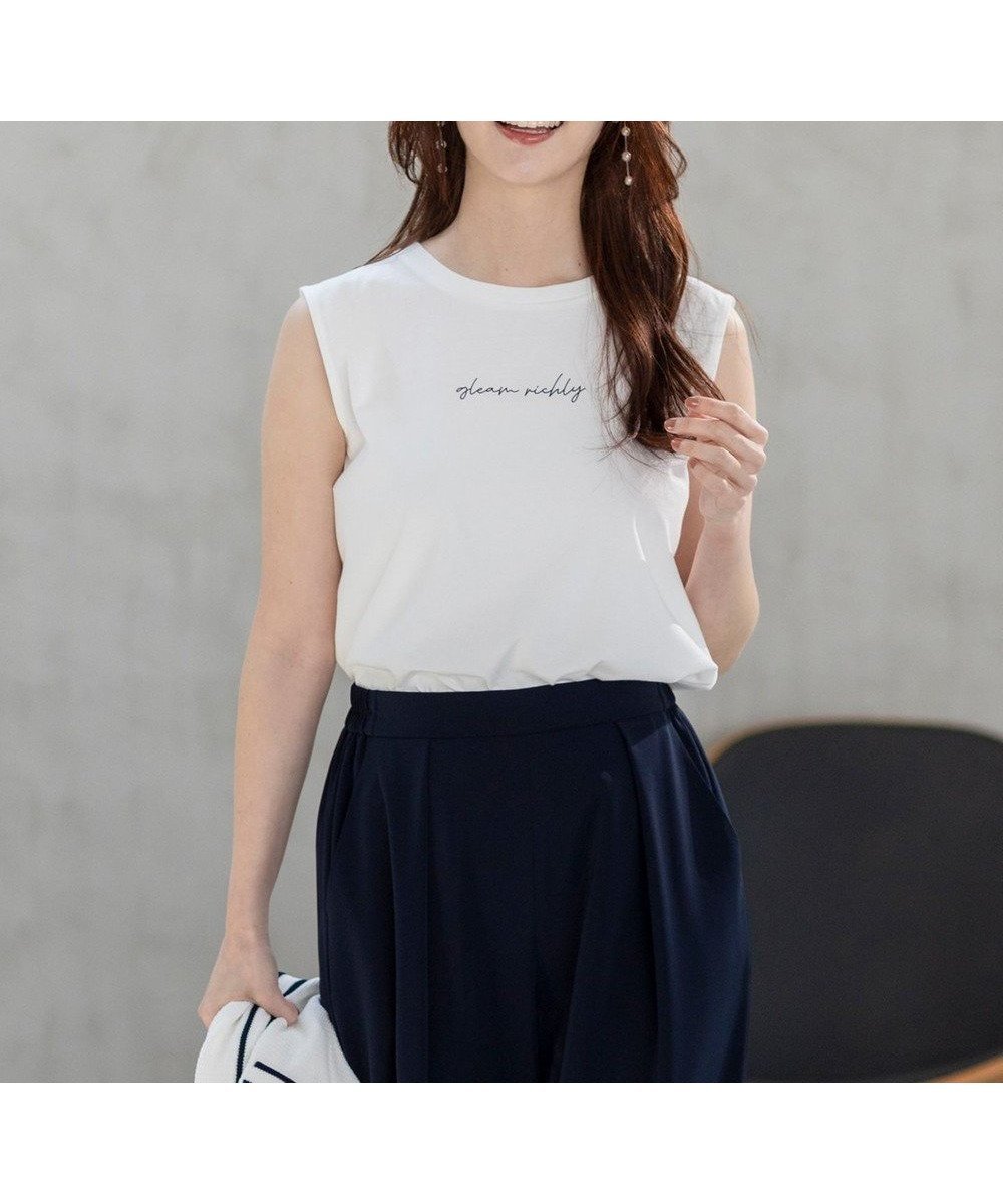 【エニィ スィス/any SiS】の【洗える】ノースリーブロゴ Tシャツ インテリア・キッズ・メンズ・レディースファッション・服の通販 founy(ファニー) 　ファッション　Fashion　レディースファッション　Ladies' Fashion Online　トップス・カットソー　Tops/Tshirt　キャミソール / ノースリーブ　No Sleeves　シャツ/ブラウス　Shirts/Blouses　ロング / Tシャツ　T-Shirts　カットソー　Cut and Sewn　おすすめ　Recommend　ウォッシャブル　Washable　カットソー　Cut And Sew　シンプル　Simple　ノースリーブ　No Sleeve　フロント　Front　プリント　Print　夏　Summer　NEW・新作・新着・新入荷　New Arrivals　春　Spring　S/S・春夏　Ss・Spring/Summer　洗える　Washable　ホワイト系|ID: prp329100004430868 ipo3291000000032642905
