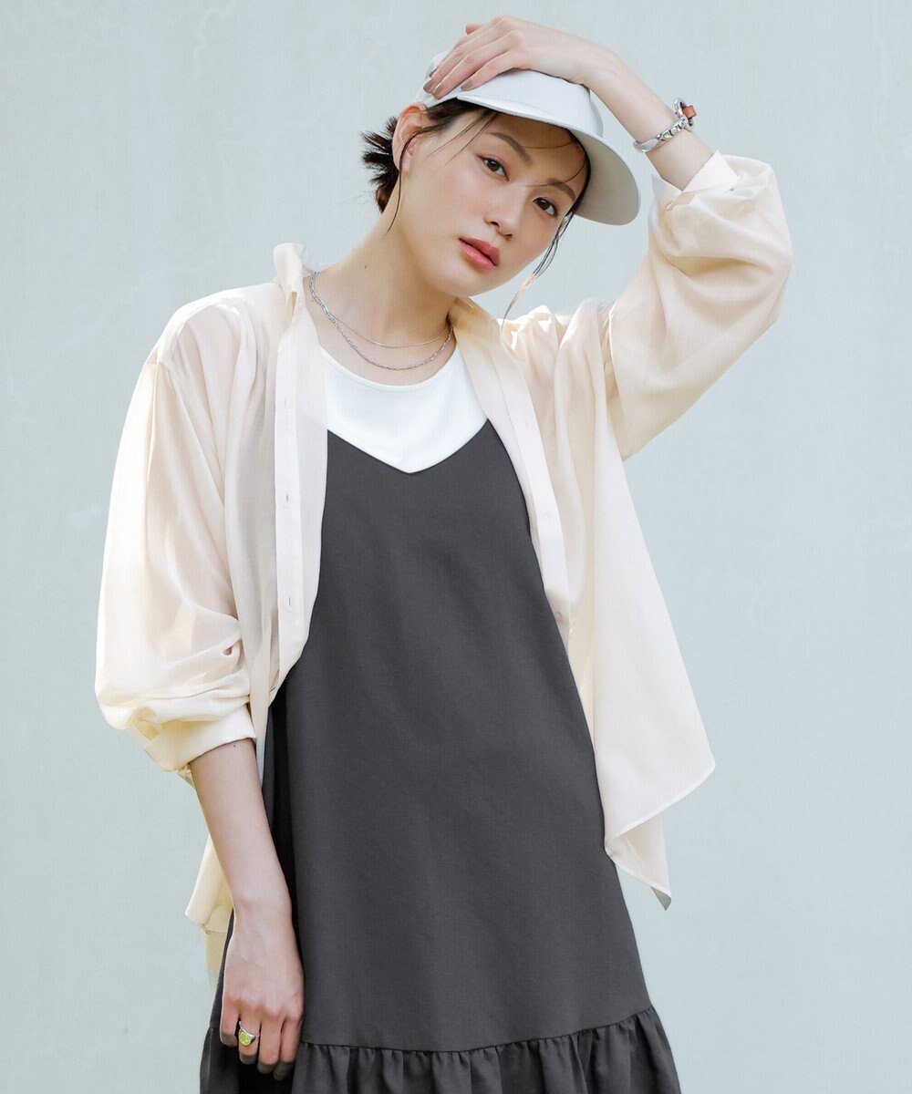 【エニィ スィス/any SiS】の【洗える】リネンライクシアーローン ブラウス 人気、トレンドファッション・服の通販 founy(ファニー) 　ファッション　Fashion　レディースファッション　Fashion for Women　トップス・カットソー　Cut & Sew Tops　シャツ・ブラウス・オフィスカジュアル　Elegant Blouses & Button-Ups　インナー　Innerwear　ウォッシャブル　Machine Washable　春　Spring　洗える　Machine Washable　カフス　Cuff Design　サテン　Satin, Glossy Fabric　シアー　Sheer, See-Through　シンプル　Simple, Minimal　とろみ　Fluid, Flowy Fabric　タンク　Tank Top, Sleeveless Top　トレンド　Trend, Trending Now　長袖　Long Sleeve, Full Sleeve　ボトム　Bottoms, Lower Wear　リネン　Linen, Linen Fabric　S/S・春夏　SS, Spring/Summer, Warm Season　おすすめ　Recommended / Our Picks　夏　Summer　エレガント 上品　Elegant　新作・新入荷　New Arrivals / New In　 other-1|ID: prp329100004431830 ipo3291000000032764509