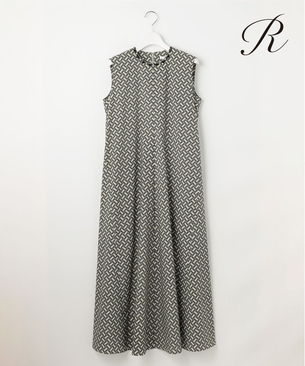 【23区/NIJYUSANKU】の【R(アール)】ジオメトリックプリント ワンピース 人気、トレンドファッション・服の通販 founy(ファニー) 　ファッション　Fashion　レディースファッション　Fashion for Women　ワンピース　Dresses　エレガント 上品　Elegant　春　Spring　クラシック　Classic, Timeless Style　ストレッチ　Stretch, Stretchy Fabric　タイプライター　Typewriter Fabric, Crisp Cotton　人気　Popular, Best Seller　ビジュー　Bijou, Jewel-like Accent　プリント　Print, Printed Pattern　モノトーン　Monotone, Black and White　S/S・春夏　SS, Spring/Summer, Warm Season　夏　Summer　2025年　2025　2025春夏・S/S　Spring/Summer 2025 SS25　 other-1|ID: prp329100004431964 ipo3291000000032719305