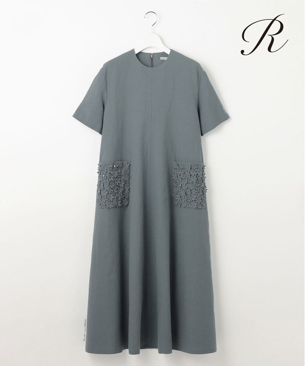 【23区/NIJYUSANKU】の【R(アール)】コットンリネン ポケットデザイン ワンピース インテリア・キッズ・メンズ・レディースファッション・服の通販 founy(ファニー) 　ファッション　Fashion　レディースファッション　Fashion for Women　ワンピース　Dresses　春　Spring　人気　Popular, Best Seller　ポケット　Pocket, Pocket Detail　半袖　Short Sleeve, Half Sleeve　モチーフ　Motif, Design Theme　リネン　Linen, Linen Fabric　S/S・春夏　SS, Spring/Summer, Warm Season　夏　Summer　2025年　2025　2025春夏・S/S　Spring/Summer 2025 SS25　アッシュグリーン系|ID: prp329100004431966 ipo3291000000032991218