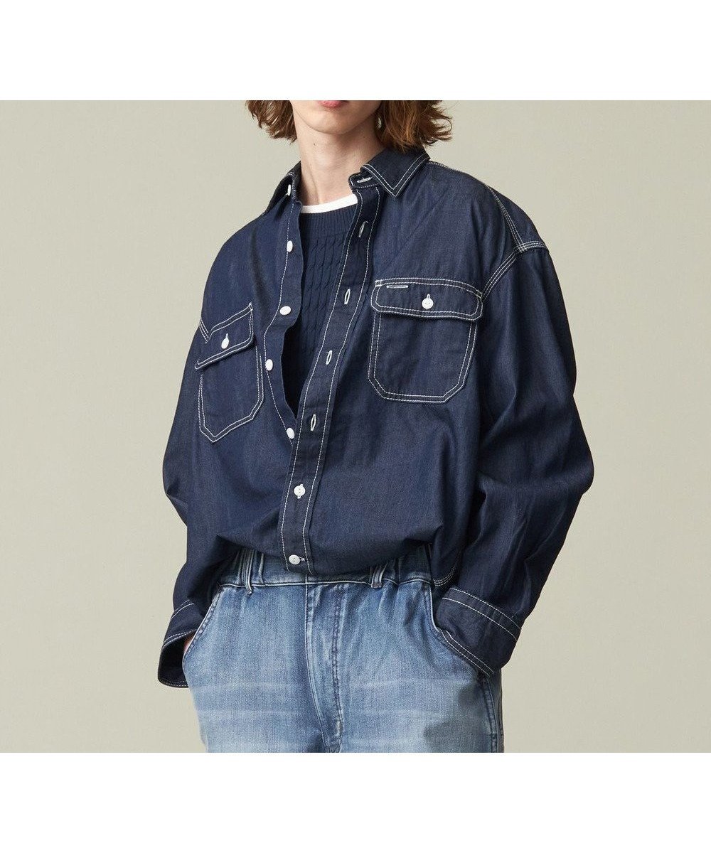 【ジェイプレスヨークストリート/J.PRESS YORK STREET】の【UNISEX】デニムワークシャツ インテリア・キッズ・メンズ・レディースファッション・服の通販 founy(ファニー) 　ファッション　Fashion　レディースファッション　WOMEN　トップス・カットソー　Tops/Tshirt　シャツ/ブラウス　Shirts/Blouses　ユニセックス　Unisex　おすすめ　Recommend　デニム　Denim　ポケット　Pocket　ワイド　Wide　ワーク　Work　夏　Summer　S/S・春夏　Ss・Spring/Summer　A/W・秋冬　Aw・Autumn/Winter・Fw・Fall-Winter　軽量　Lightweight　ネイビー系|ID: prp329100004434830 ipo3291000000031942026