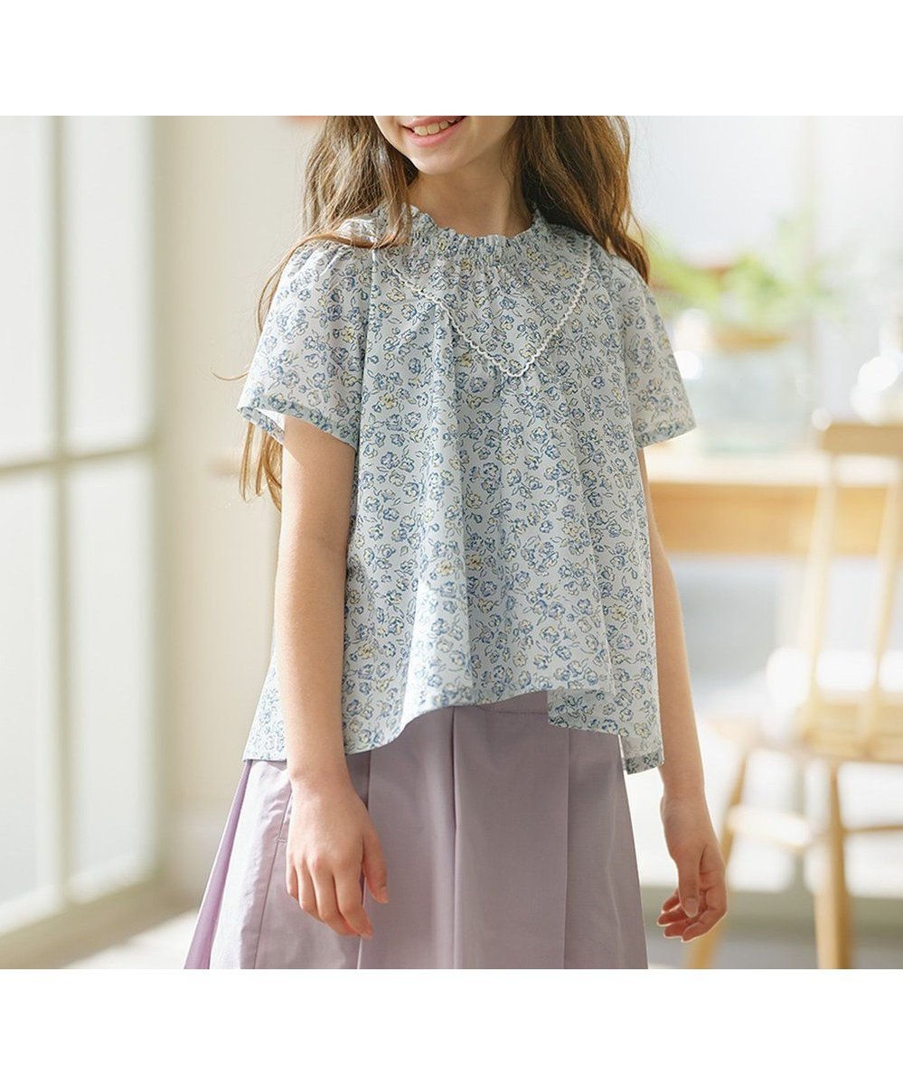 【組曲 / KIDS/KUMIKYOKU】の【110-140㎝】サクラララ・ブラウス インテリア・キッズ・メンズ・レディースファッション・服の通販 founy(ファニー) 　ファッション　Fashion　キッズファッション　Fashion for Kids　トップス・カットソー　Cut & Sew Tops　夏　Summer　春　Spring　S/S・春夏　SS, Spring/Summer, Warm Season　サックスブルー系5|ID: prp329100004434832 ipo3291000000036223250