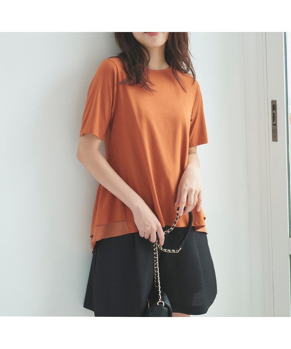【フェルゥ/Feroux】の【UVケア】バックペプラムチュニック Tシャツ インテリア・キッズ・メンズ・レディースファッション・服の通販 founy(ファニー) 　ファッション　Fashion　レディースファッション　WOMEN　トップス・カットソー　Tops/Tshirt　シャツ/ブラウス　Shirts/Blouses　ロング / Tシャツ　T-Shirts　カットソー　Cut and Sewn　カットソー　Cut And Sew　ペプラム　Peplum　ボトム　Bottom　人気　Popularity　夏　Summer　定番　Standard　春　Spring　S/S・春夏　Ss・Spring/Summer　オレンジ系|ID: prp329100004436318 ipo3291000000031975935