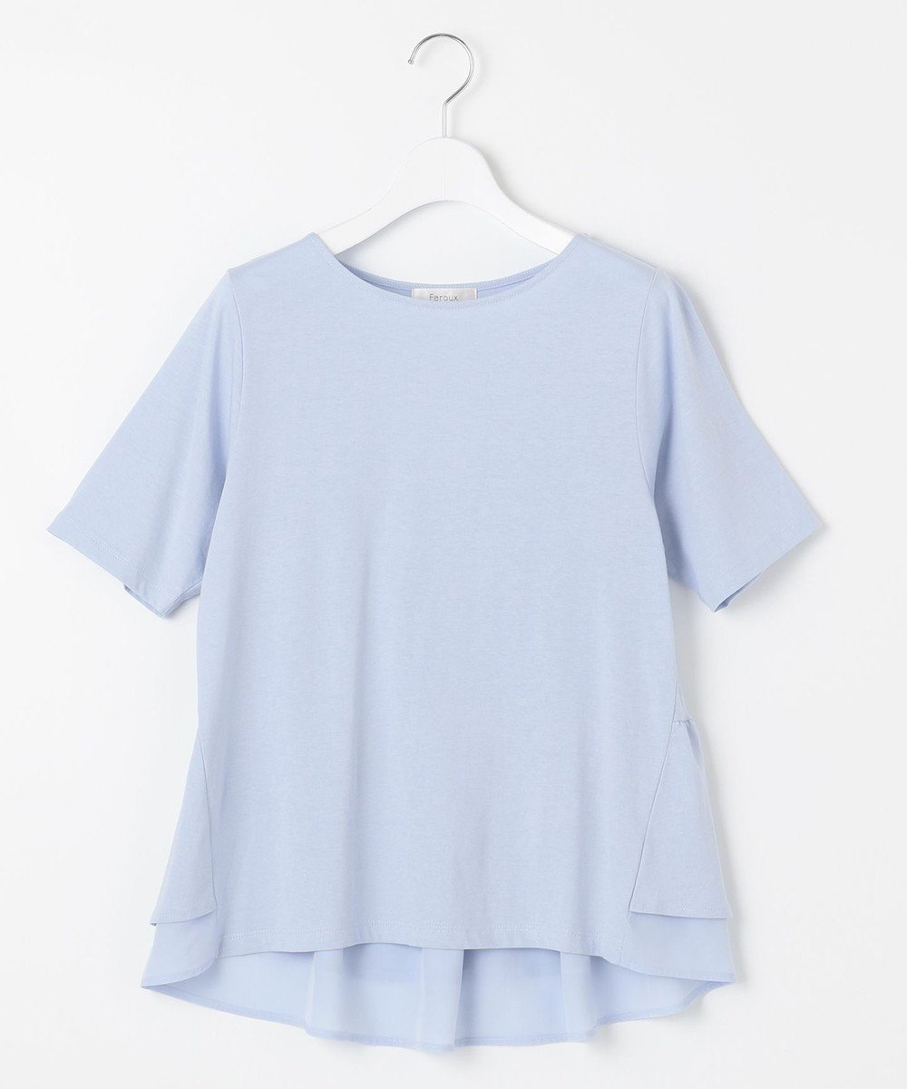 【フェルゥ/Feroux】の【UVケア】バックペプラムチュニック Tシャツ インテリア・キッズ・メンズ・レディースファッション・服の通販 founy(ファニー) 　ファッション　Fashion　レディースファッション　WOMEN　トップス・カットソー　Tops/Tshirt　シャツ/ブラウス　Shirts/Blouses　ロング / Tシャツ　T-Shirts　カットソー　Cut and Sewn　カットソー　Cut And Sew　ペプラム　Peplum　ボトム　Bottom　人気　Popularity　夏　Summer　定番　Standard　春　Spring　S/S・春夏　Ss・Spring/Summer　スカイブルー系|ID: prp329100004436318 ipo3291000000031975940