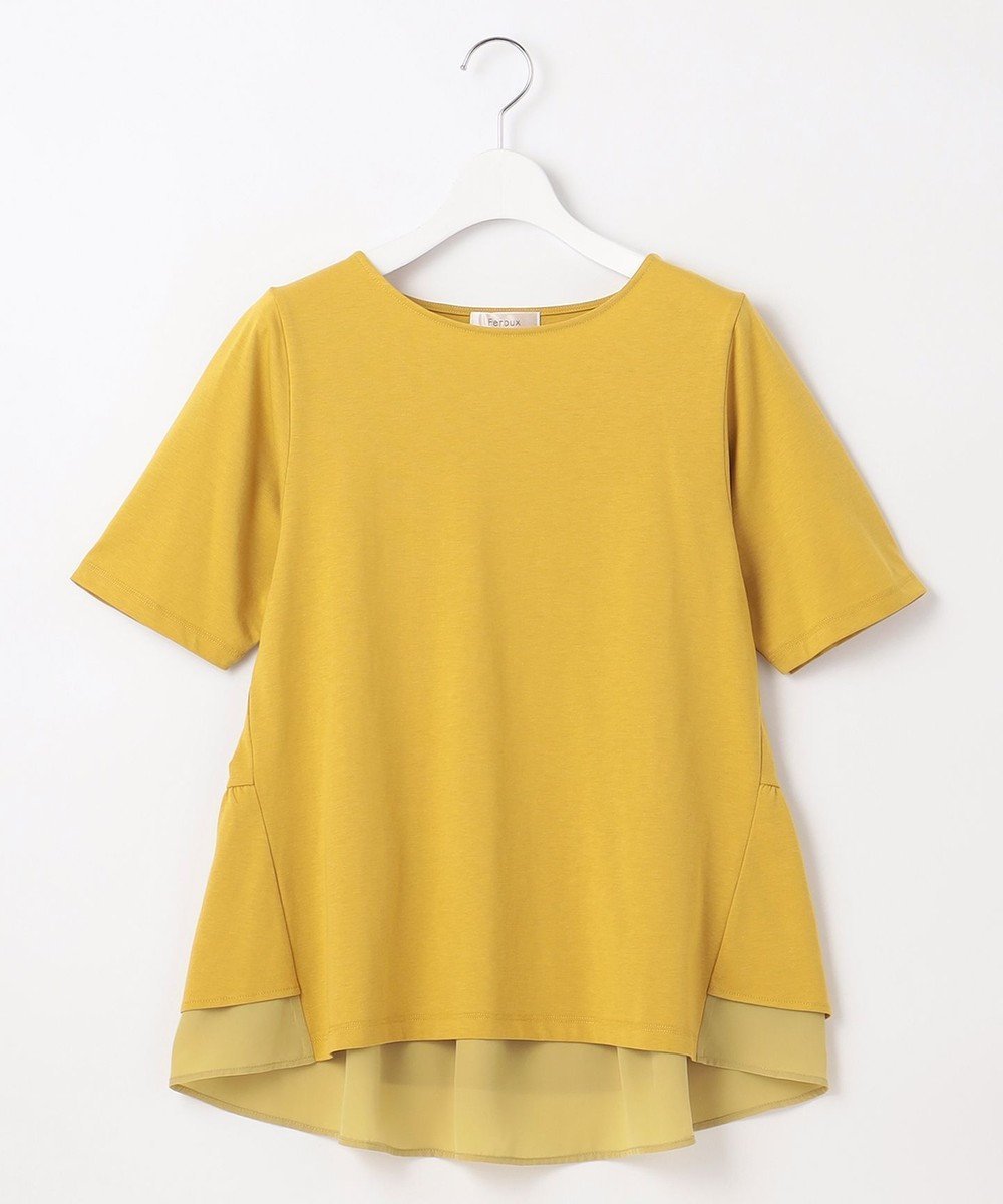 【フェルゥ/Feroux】の【UVケア】バックペプラムチュニック Tシャツ インテリア・キッズ・メンズ・レディースファッション・服の通販 founy(ファニー) 　ファッション　Fashion　レディースファッション　WOMEN　トップス・カットソー　Tops/Tshirt　シャツ/ブラウス　Shirts/Blouses　ロング / Tシャツ　T-Shirts　カットソー　Cut and Sewn　カットソー　Cut And Sew　ペプラム　Peplum　ボトム　Bottom　人気　Popularity　夏　Summer　定番　Standard　春　Spring　S/S・春夏　Ss・Spring/Summer　黄緑系|ID: prp329100004436318 ipo3291000000031975941