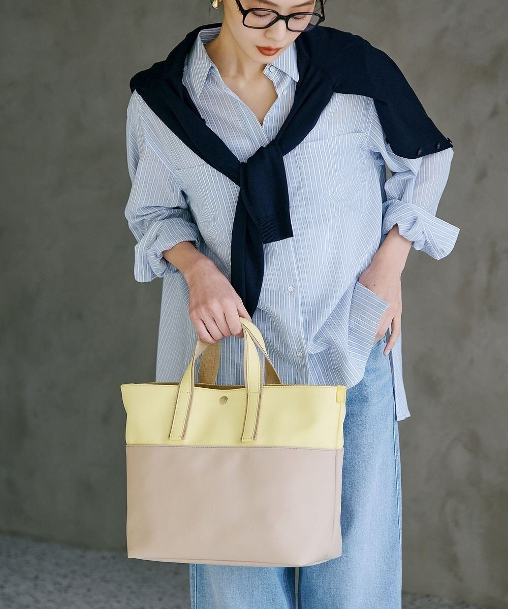 【トプカピ/TOPKAPI】の【Breath TOPKAPI】Bright ブライト カラーブロック A4 トートバッグ インテリア・キッズ・メンズ・レディースファッション・服の通販 founy(ファニー) 　ファッション　Fashion　レディースファッション　Fashion for Women　バッグ　Bags　サテン　Satin, Glossy Fabric　フラップ　Flap, Flap Pocket　ブライト　Bright, Shiny　ブロック　Block, Solid Block Pattern　ポケット　Pocket, Pocket Detail　軽量　Lightweight, Ultra Light　レモンイエロー|ID: prp329100004436981 ipo3291000000032687560
