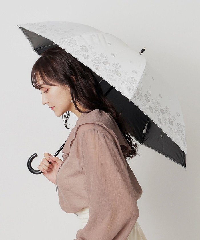【ムーンバット/MOONBAT】の【一級遮光/晴雨兼用日傘】ランバン オン ブルー (LANVIN en Blue) 長傘 日傘 フラワーグリッター インテリア・キッズ・メンズ・レディースファッション・服の通販 founy(ファニー) https://founy.com/ ファッション Fashion レディースファッション Fashion for Women レイングッズ・傘・晴雨兼用傘 Umbrellas & Rain Gear 傘 Umbrella, Parasol スカラップ Scallop, Scalloped Edge ハンド Hand, Handmade フェミニン Feminine, Girly 日傘 Parasol, UV Umbrella ミックス Mix, Mixed Style |ID: prp329100004436990 ipo3291000000033586177