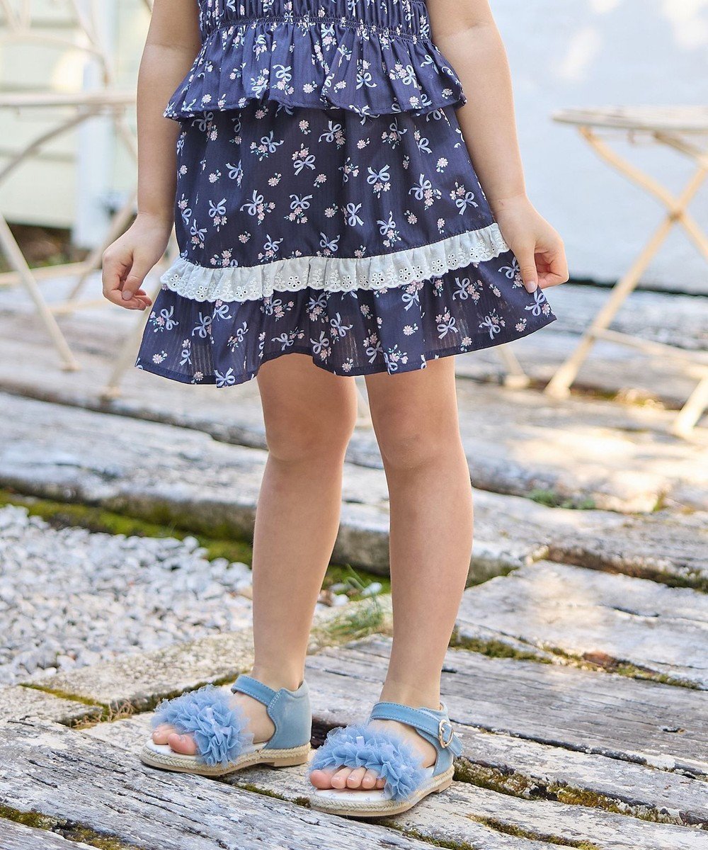【エニィ/ANY / KIDS】のフラワー×リボン スカパン インテリア・キッズ・メンズ・レディースファッション・服の通販 founy(ファニー) 　ファッション　Fashion　キッズファッション　Fashion for Kids　インナー　Innerwear　トレンド　Trend, Trending Now　ビスチェ　Bustier, Corset Top　フラワー　Flower, Floral　プリント　Print, Printed Pattern　ポケット　Pocket, Pocket Detail　リボン　Ribbon, Bow　レース　Lace, Lace Fabric　夏　Summer　春　Spring　S/S・春夏　SS, Spring/Summer, Warm Season　ネイビー|ID: prp329100004437931 ipo3291000000033629301