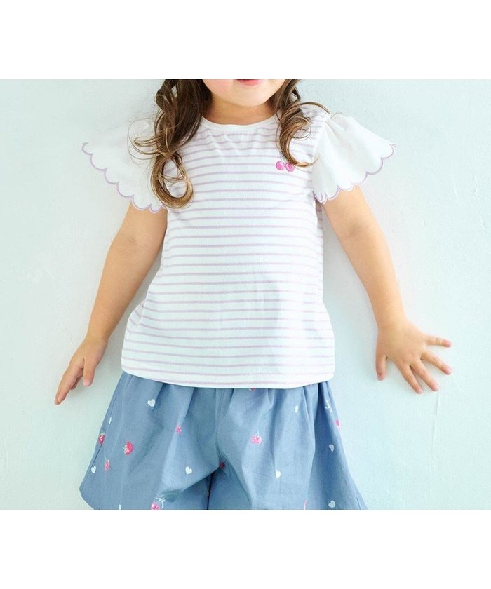 【エニファム/any FAM / KIDS】の袖スカラップ ボーダーTシャツ インテリア・キッズ・メンズ・レディースファッション・服の通販 founy(ファニー) https://founy.com/ ファッション Fashion キッズファッション KIDS トップス・カットソー Tops/Tees/Kids カットソー Cut And Sew ガーリー Girly スカラップ Scalloped チェリー Cherry ボーダー Border ポケット Pocket 夏 Summer 春 Spring S/S・春夏 Ss・Spring/Summer |ID: prp329100004437940 ipo3291000000030997218