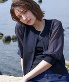 【ティアクラッセ/Tiaclasse】の【洗える】パフスリーブコンビカーディガン ネイビー|ID: prp329100004438052 ipo3291000000034275925