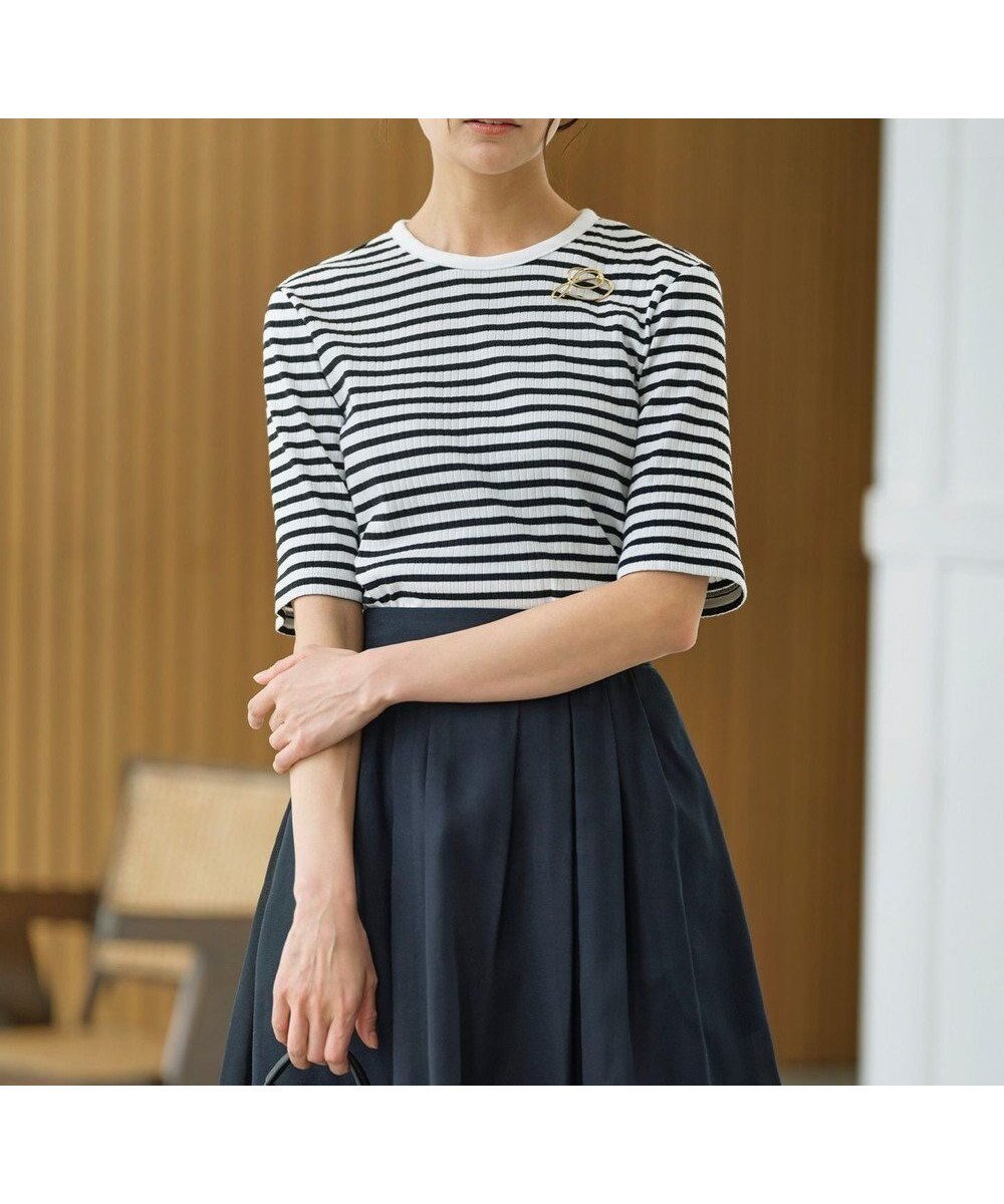 【組曲/KUMIKYOKU】のベーシックリブTシャツ インテリア・キッズ・メンズ・レディースファッション・服の通販 founy(ファニー) 　ファッション　Fashion　レディースファッション　WOMEN　トップス・カットソー　Tops/Tshirt　シャツ/ブラウス　Shirts/Blouses　ロング / Tシャツ　T-Shirts　カットソー　Cut and Sewn　インナー　Inner　カットソー　Cut And Sew　コンパクト　Compact　ストレッチ　Stretch　テレコ　Tereko　ベーシック　Basic　夏　Summer　春　Spring　S/S・春夏　Ss・Spring/Summer　オフ×ブラック系1|ID: prp329100004438107 ipo3291000000031563292