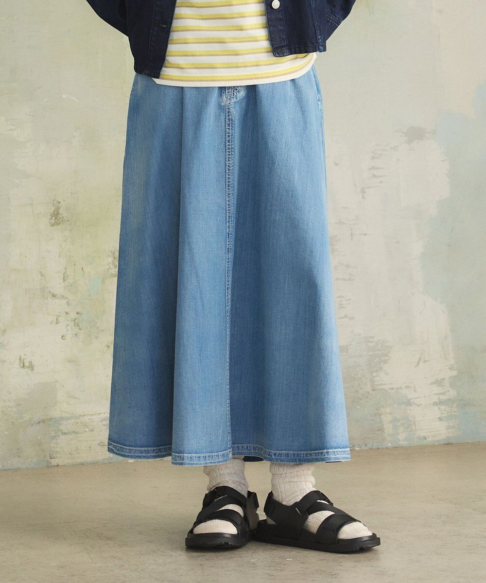 【ジェイプレスヨークストリート/J.PRESS YORK STREET】の【WOMEN】ライトダンガリー デニムスカート インテリア・キッズ・メンズ・レディースファッション・服の通販 founy(ファニー) 　ファッション　Fashion　レディースファッション　Ladies' Fashion Online　スカート　Skirt　デニムスカート　Denim Skirts　春　Spring　ギャザー　Gather　サンダル　Sandals　ショート　Short　スウェット　Sweat　スニーカー　Sneakers　デニム　Denim　フレア　Flare　ポケット　Pocket　マキシ　Maxi　リラックス　Relax　S/S・春夏　Ss・Spring/Summer　夏　Summer　ダルブルー系|ID: prp329100004438302 ipo3291000000032647469
