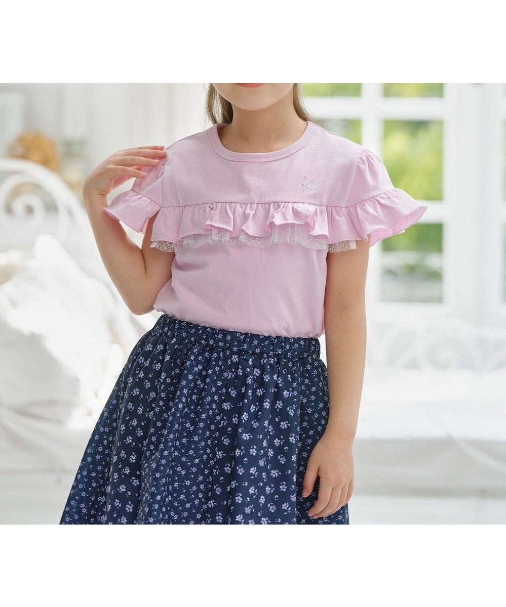 【組曲 / KIDS/KUMIKYOKU】の【UVケア】【110-140㎝】フレアラッフル Tシャツ インテリア・キッズ・メンズ・レディースファッション・服の通販 founy(ファニー) 　ファッション　Fashion　キッズファッション　Fashion for Kids　トップス・カットソー　Cut & Sew Tops　カットソー　Cut and Sewn Top　夏　Summer　春　Spring　S/S・春夏　SS, Spring/Summer, Warm Season　ピンク|ID: prp329100004439235 ipo3291000000031011355