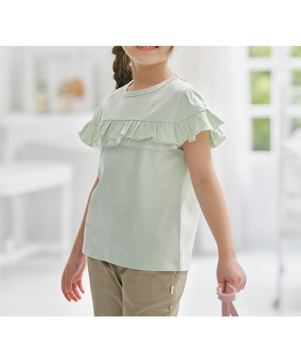 【組曲 / KIDS/KUMIKYOKU】の【UVケア】【110-140㎝】フレアラッフル Tシャツ インテリア・キッズ・メンズ・レディースファッション・服の通販 founy(ファニー) 　ファッション　Fashion　キッズファッション　Fashion for Kids　トップス・カットソー　Cut & Sew Tops　カットソー　Cut and Sewn Top　夏　Summer　春　Spring　S/S・春夏　SS, Spring/Summer, Warm Season　メロン|ID: prp329100004439235 ipo3291000000031011356