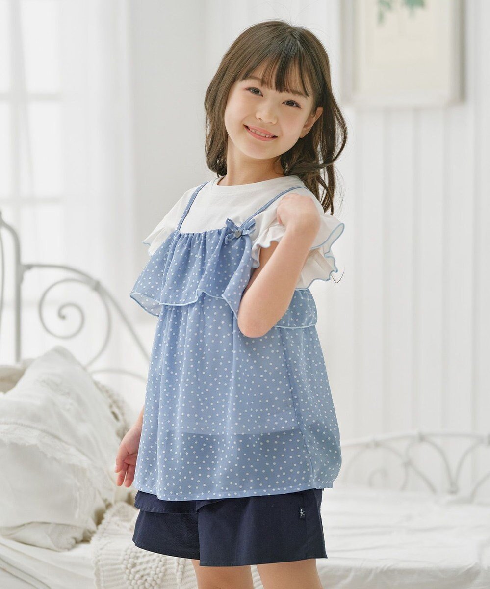 【組曲 / KIDS/KUMIKYOKU】の【110-140㎝】ドットキャミ+TシャツSET インテリア・キッズ・メンズ・レディースファッション・服の通販 founy(ファニー) 　ファッション　Fashion　キッズファッション　KIDS Children’s Clothing　トップス・カットソー　Tops/Tees/Kids　インナー　Inner　カットソー　Cut And Sew　キャミソール　Camisole　シフォン　Chiffon　スリーブ　Sleeve　チャーム　Charm　ドット　Dot　フリル　Frills　リボン　Ribbon　夏　Summer　春　Spring　S/S・春夏　Ss・Spring/Summer　サックスブルー×オフホワイト|ID: prp329100004440275 ipo3291000000032550065
