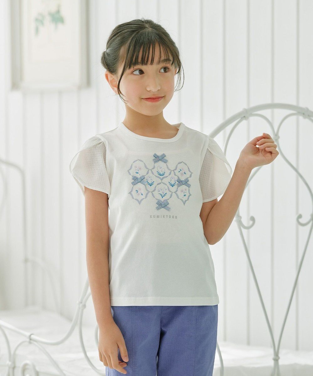 【組曲 / KIDS/KUMIKYOKU】の【110-140㎝】スズランプリント Tシャツ インテリア・キッズ・メンズ・レディースファッション・服の通販 founy(ファニー) 　ファッション　Fashion　キッズファッション　Fashion for Kids　トップス・カットソー　Cut & Sew Tops　カットソー　Cut and Sewn Top　ストライプ　Stripe, Striped Pattern　プリント　Print, Printed Pattern　リボン　Ribbon, Bow　再入荷　Restock / Back in Stock　夏　Summer　春　Spring　S/S・春夏　SS, Spring/Summer, Warm Season　オフホワイト|ID: prp329100004441198 ipo3291000000031036454