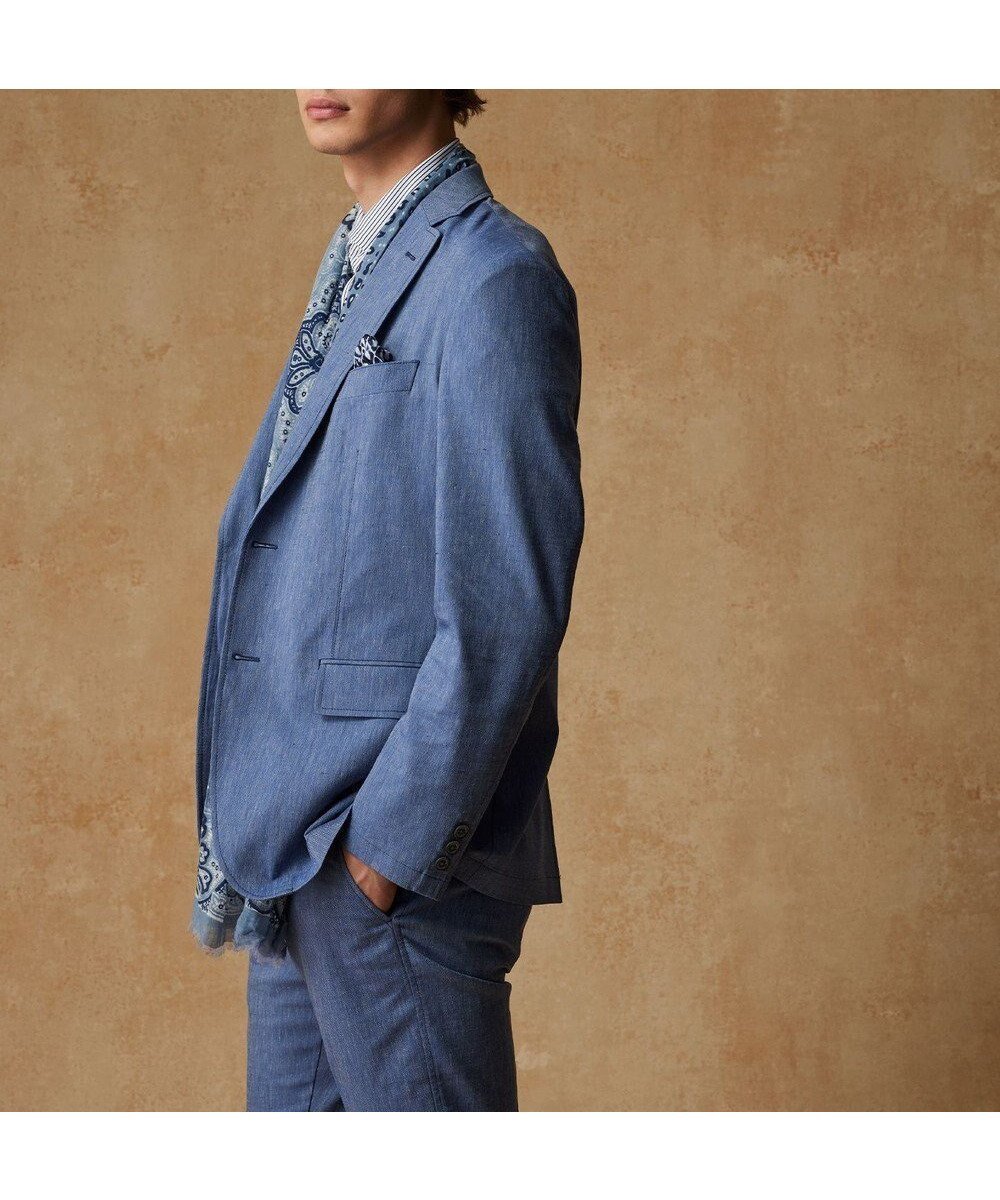 【ジョセフ アブード/JOSEPH ABBOUD / MEN】の【清涼/ストレッチ】ストレッチリネンシャンブレー ジャケット インテリア・キッズ・メンズ・レディースファッション・服の通販 founy(ファニー) 　ファッション　Fashion　メンズファッション　MEN　アウター　Coats Outerwear/Men　テーラードジャケット　Tailored Jackets　春　Spring　今季　This Season　シャンブレー　Chambray　ジャケット　Jacket　ストレッチ　Stretch　セットアップ　Set Up　テーラード　Tailored　プリント　Print　ポケット　Pocket　リネン　Linen　S/S・春夏　Ss・Spring/Summer　再入荷　Restock/Back In Stock/Re Arrival　夏　Summer　サックスブルー系|ID: prp329100004441208 ipo3291000000031974951