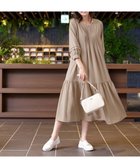 【ティアクラッセ/Tiaclasse】の【洗える】パフ袖ピンタックロングワンピース ライトベージュ|ID: prp329100004441326 ipo3291000000033032121