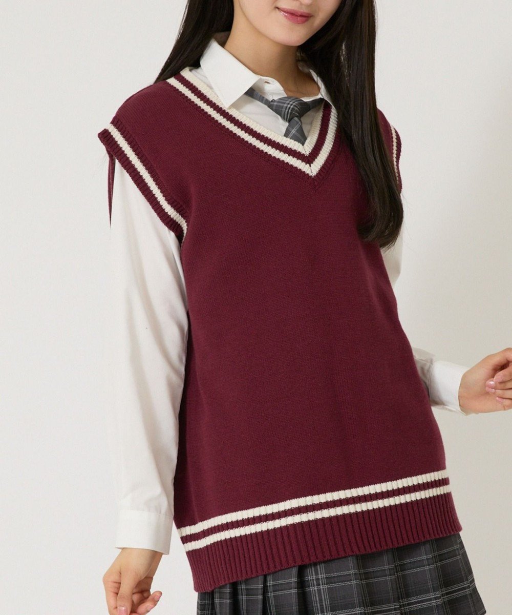 【ウィゴー/WEGO】の【SCHOOLITEM】ラインスクールニットベスト インテリア・キッズ・メンズ・レディースファッション・服の通販 founy(ファニー) 　ファッション　Fashion　レディースファッション　WOMEN　アウター　Coat Outerwear　トップス・カットソー　Tops/Tshirt　ニット　Knit Tops　ベスト/ジレ　Gilets/Vests　スウェット　Sweat　ベスト　Vest　再入荷　Restock/Back In Stock/Re Arrival　半袖　Short Sleeve　A/W・秋冬　Aw・Autumn/Winter・Fw・Fall-Winter　長袖　Long Sleeve　ワイン|ID: prp329100004441534 ipo3291000000032287295