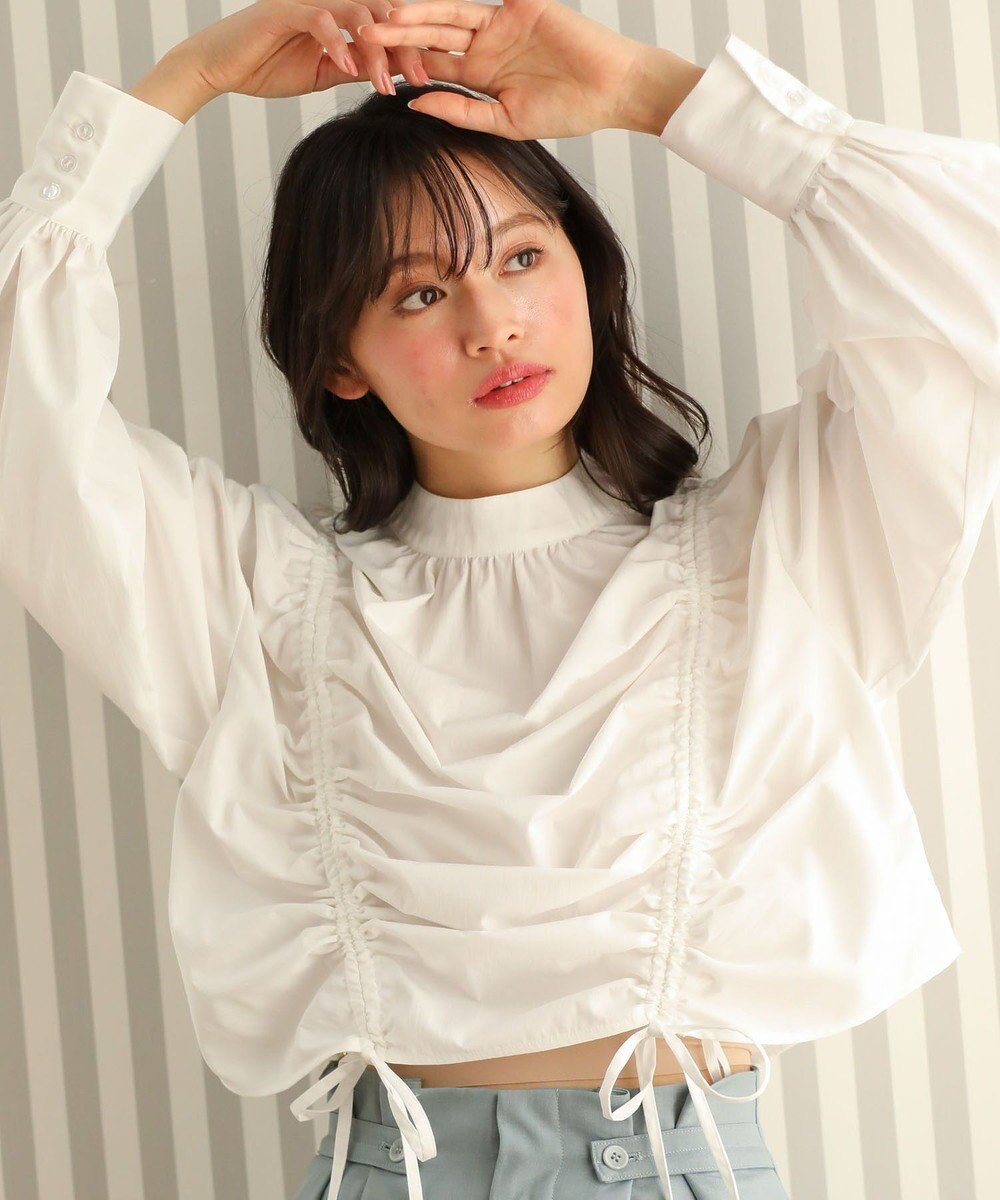 【グリーンパークス/Green Parks】の・ANDSEARCH ドロストリボンブラウス インテリア・キッズ・メンズ・レディースファッション・服の通販 founy(ファニー) 　ファッション　Fashion　レディースファッション　Fashion for Women　トップス・カットソー　Cut & Sew Tops　シャツ・ブラウス・オフィスカジュアル　Elegant Blouses & Button-Ups　おすすめ　Recommended / Our Picks　フェミニン　Feminine, Girly　フロント　Front, Front Design　ポケット　Pocket, Pocket Detail　リボン　Ribbon, Bow　エレガント 上品　Elegant　夏　Summer　春　Spring　S/S・春夏　SS, Spring/Summer, Warm Season　Off White|ID: prp329100004441589 ipo3291000000032554380