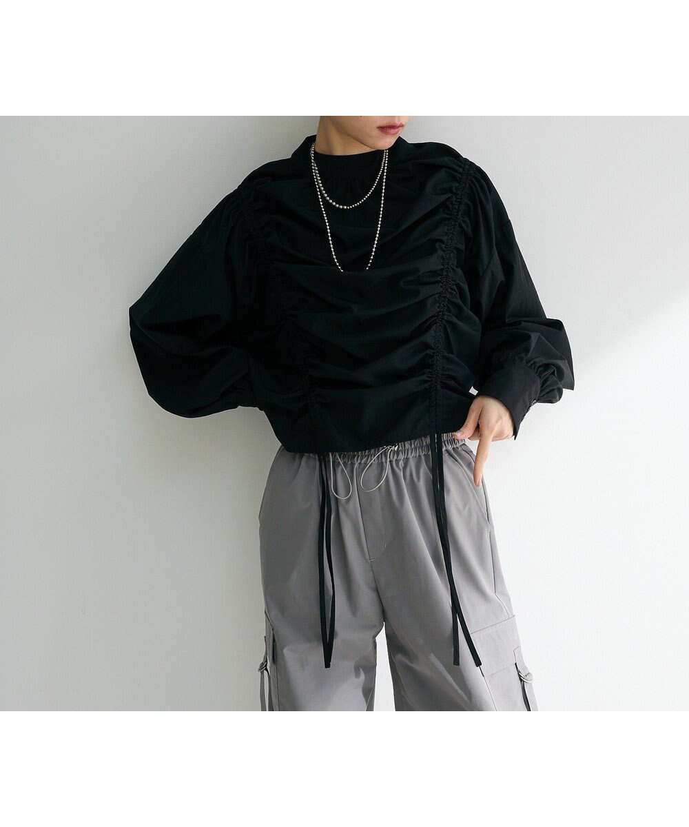 【グリーンパークス/Green Parks】の・ANDSEARCH ドロストリボンブラウス インテリア・キッズ・メンズ・レディースファッション・服の通販 founy(ファニー) 　ファッション　Fashion　レディースファッション　Fashion for Women　トップス・カットソー　Cut & Sew Tops　シャツ・ブラウス・オフィスカジュアル　Elegant Blouses & Button-Ups　おすすめ　Recommended / Our Picks　フェミニン　Feminine, Girly　フロント　Front, Front Design　ポケット　Pocket, Pocket Detail　リボン　Ribbon, Bow　エレガント 上品　Elegant　夏　Summer　春　Spring　S/S・春夏　SS, Spring/Summer, Warm Season　Black|ID: prp329100004441589 ipo3291000000032554384