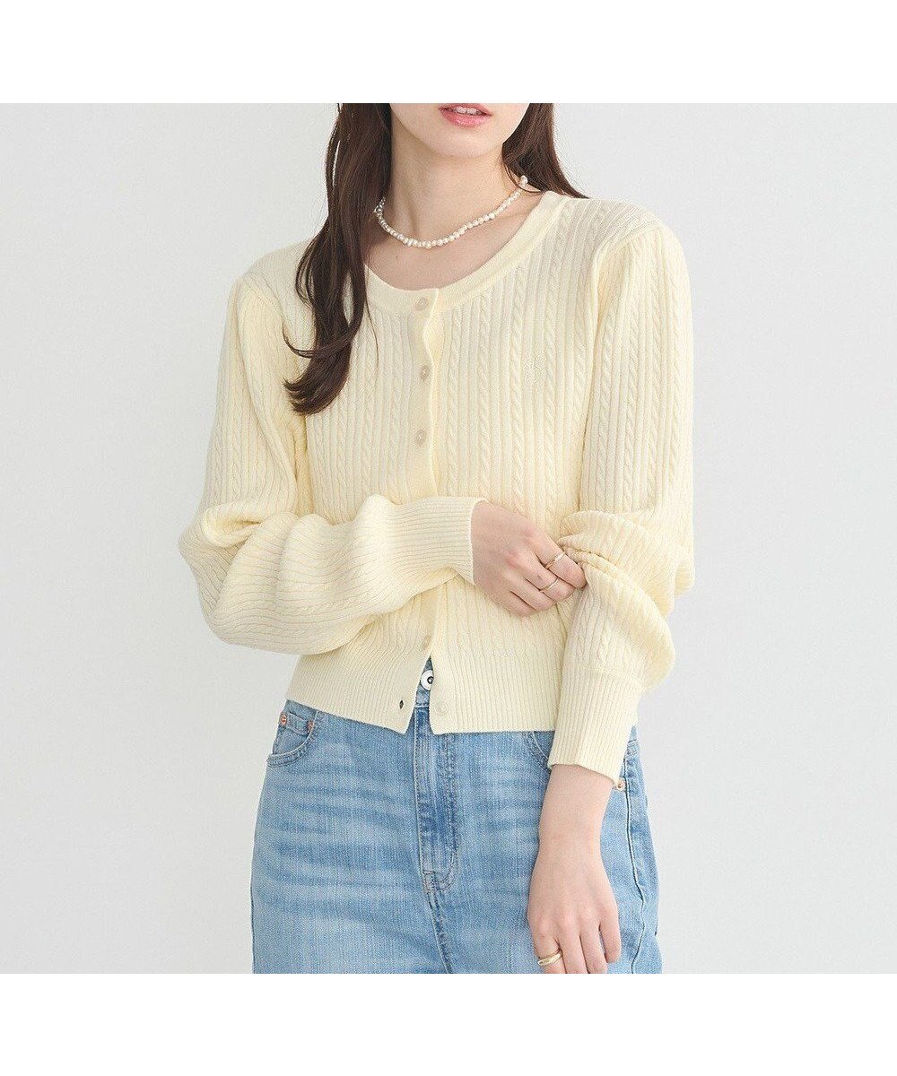 【アースミュージックアンドエコロジー/earth music&ecology】のミニケーブルコンパクトカーディガン インテリア・キッズ・メンズ・レディースファッション・服の通販 founy(ファニー) 　ファッション　Fashion　レディースファッション　Fashion for Women　トップス・カットソー　Cut & Sew Tops　カーディガン・羽織り　Layered Style Cardigans　カーディガン　Cardigan, Knitwear　フェミニン　Feminine, Girly　ポケット　Pocket, Pocket Detail　エレガント 上品　Elegant　夏　Summer　春　Spring　S/S・春夏　SS, Spring/Summer, Warm Season　羽織　Haori, Light Jacket　Yellow|ID: prp329100004441599 ipo3291000000033658941