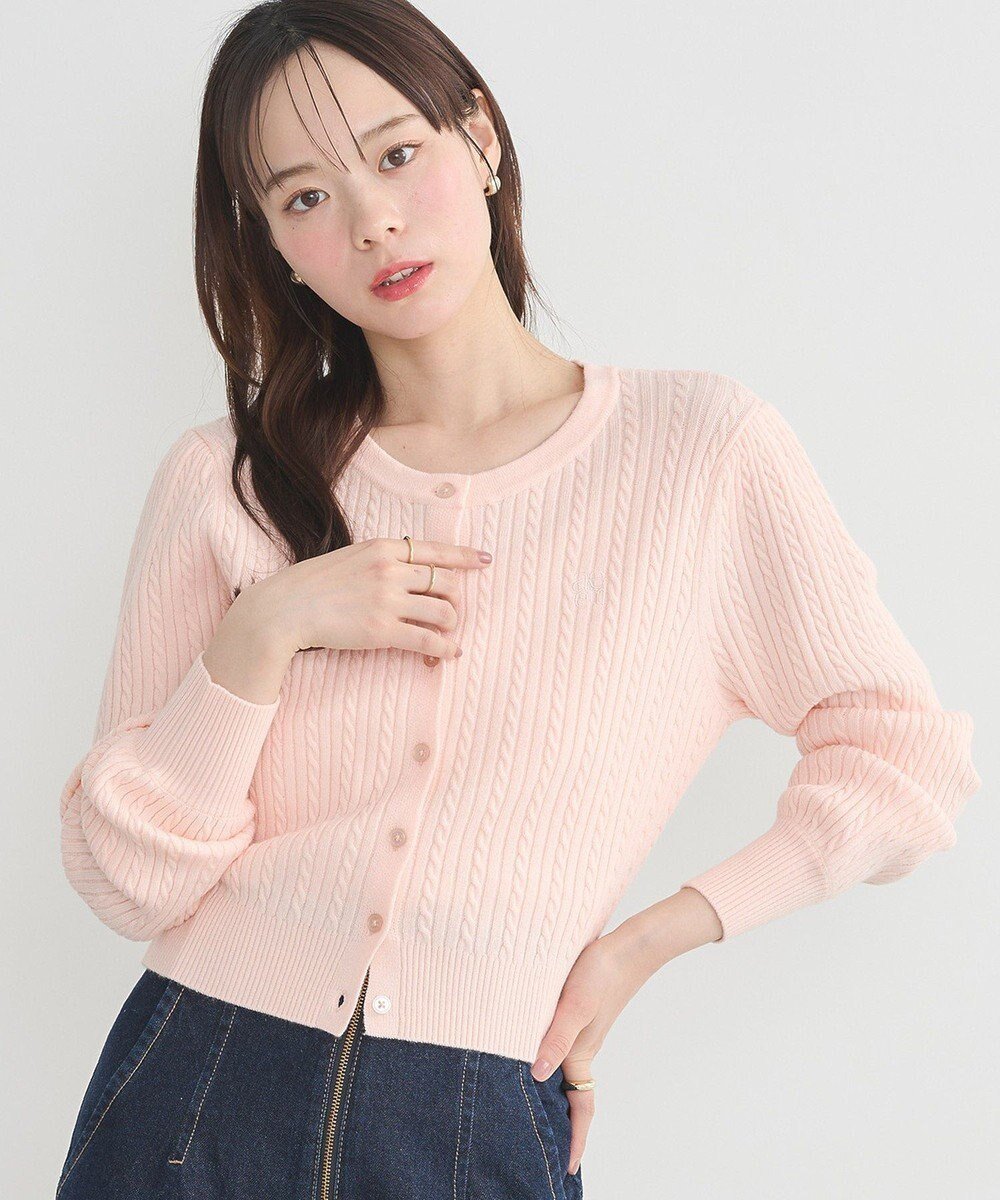 【アースミュージックアンドエコロジー/earth music&ecology】のミニケーブルコンパクトカーディガン インテリア・キッズ・メンズ・レディースファッション・服の通販 founy(ファニー) 　ファッション　Fashion　レディースファッション　Fashion for Women　トップス・カットソー　Cut & Sew Tops　カーディガン・羽織り　Layered Style Cardigans　カーディガン　Cardigan, Knitwear　フェミニン　Feminine, Girly　ポケット　Pocket, Pocket Detail　エレガント 上品　Elegant　夏　Summer　春　Spring　S/S・春夏　SS, Spring/Summer, Warm Season　羽織　Haori, Light Jacket　Light Pink|ID: prp329100004441599 ipo3291000000033658945