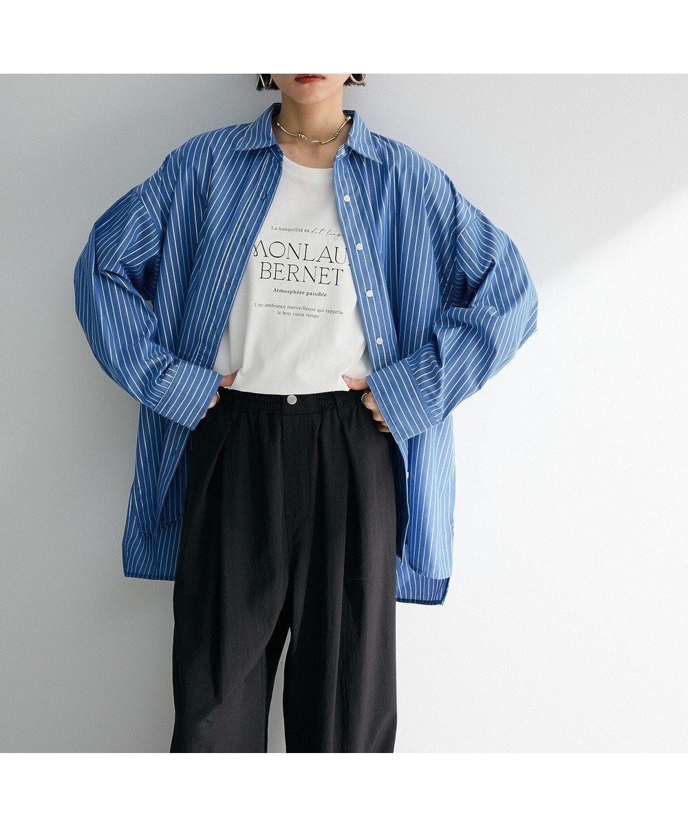 【グリーンパークス/Green Parks】のラメストライプタックシャツチュニック インテリア・キッズ・メンズ・レディースファッション・服の通販 founy(ファニー) 　ファッション　Fashion　レディースファッション　WOMEN　ワンピース　Dress　チュニック　Tunic　おすすめ　Recommend　ストライプ　Stripe　スリット　Slit　チュニック　Tunic　ボトム　Bottom　ポケット　Pocket　エレガント 上品　Elegant　切替　Switching　夏　Summer　春　Spring　S/S・春夏　Ss・Spring/Summer　長袖　Long Sleeve　Blue|ID: prp329100004441633 ipo3291000000031580117