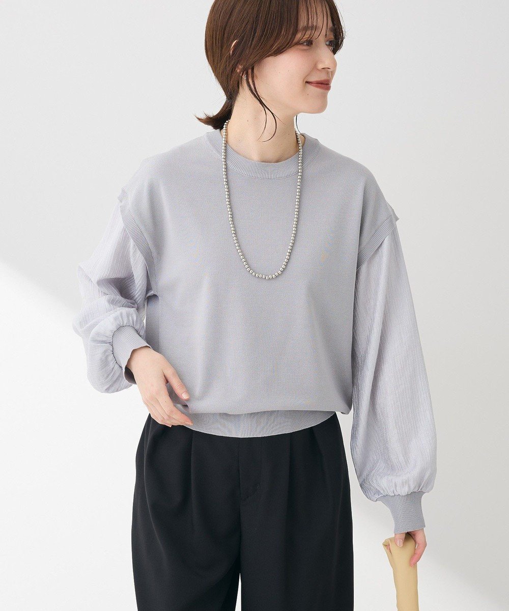 【グリーンパークス/Green Parks】の袖光沢ドッキングニットプルオーバー 人気、トレンドファッション・服の通販 founy(ファニー) 　ファッション　Fashion　レディースファッション　WOMEN　トップス・カットソー　Tops/Tshirt　ニット　Knit Tops　プルオーバー　Pullover　おすすめ　Recommend　シンプル　Simple　セーター　Sweater　ドッキング　Docking　ボトム　Bottom　ポケット　Pocket　再入荷　Restock/Back In Stock/Re Arrival　夏　Summer　春　Spring　S/S・春夏　Ss・Spring/Summer　 other-1|ID: prp329100004441643 ipo3291000000031744594