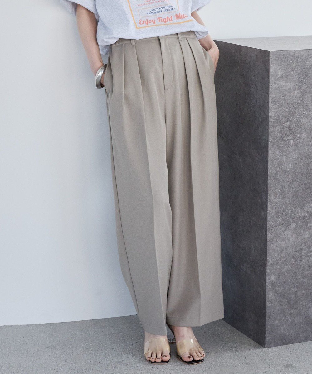 【アメリカンホリック/AMERICAN HOLIC】のタックワイドパンツ インテリア・キッズ・メンズ・レディースファッション・服の通販 founy(ファニー) 　ファッション　Fashion　レディースファッション　Fashion for Women　パンツ　Pants & Trousers　おすすめ　Recommended / Our Picks　シンプル　Simple, Minimal　ストレッチ　Stretch, Stretchy Fabric　センター　Center, Center Line　ベーシック　Basic, Essential　ワイド　Wide, Wide Fit　夏　Summer　春　Spring　S/S・春夏　SS, Spring/Summer, Warm Season　Beige|ID: prp329100004441665 ipo3291000000033276800