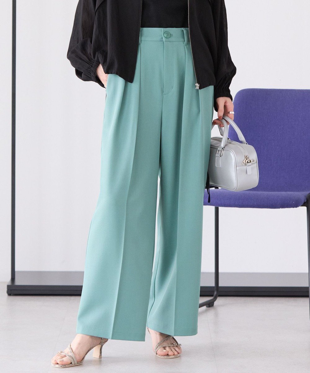 【アメリカンホリック/AMERICAN HOLIC】のタックワイドパンツ インテリア・キッズ・メンズ・レディースファッション・服の通販 founy(ファニー) 　ファッション　Fashion　レディースファッション　Fashion for Women　パンツ　Pants & Trousers　おすすめ　Recommended / Our Picks　シンプル　Simple, Minimal　ストレッチ　Stretch, Stretchy Fabric　センター　Center, Center Line　ベーシック　Basic, Essential　ワイド　Wide, Wide Fit　夏　Summer　春　Spring　S/S・春夏　SS, Spring/Summer, Warm Season　Green|ID: prp329100004441665 ipo3291000000033276803